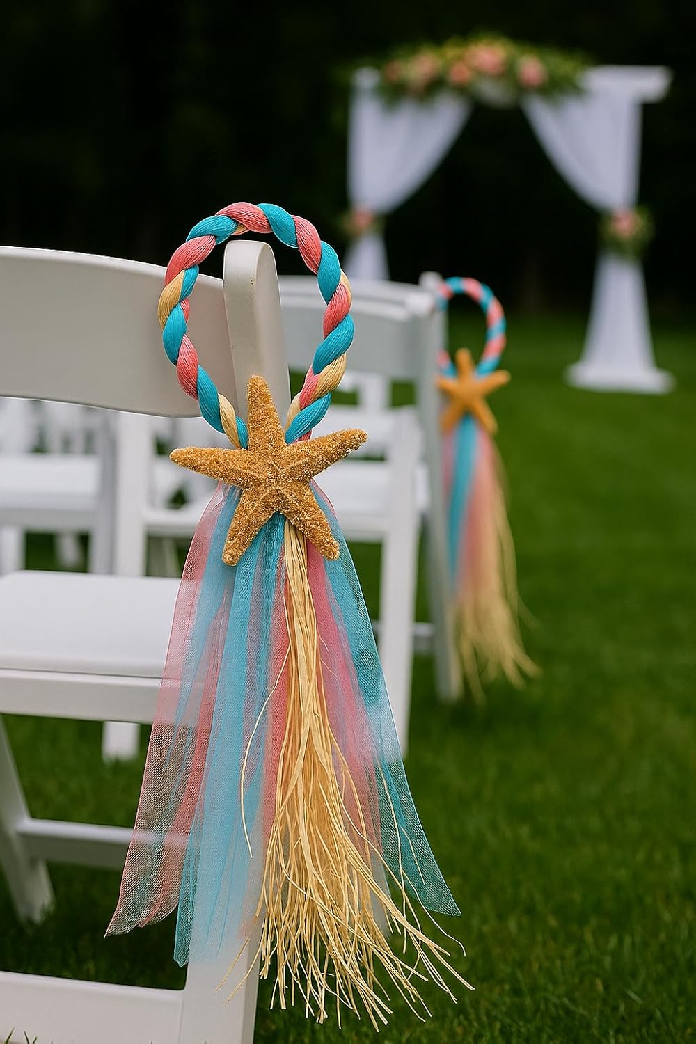 Boho Beach Wedding Aisle Runner Chair Hangers