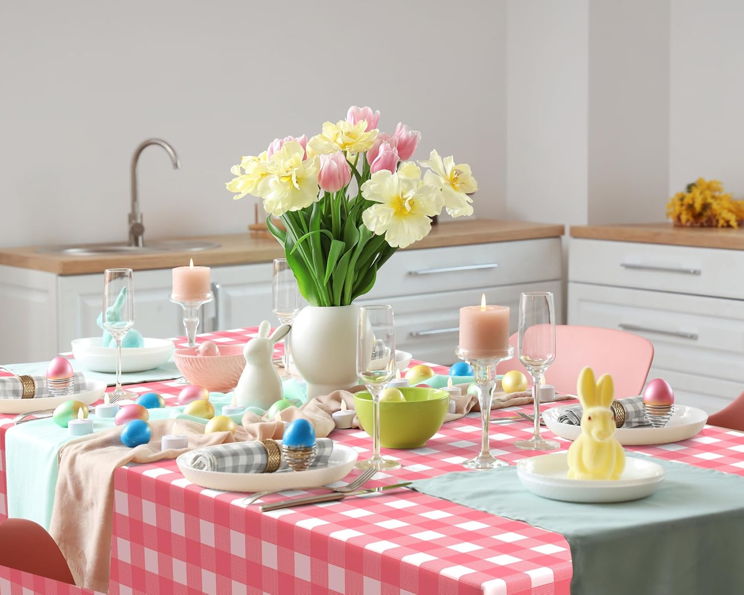 6 Pcs Disposable Plaid Tablecloth for Picnic and Events
