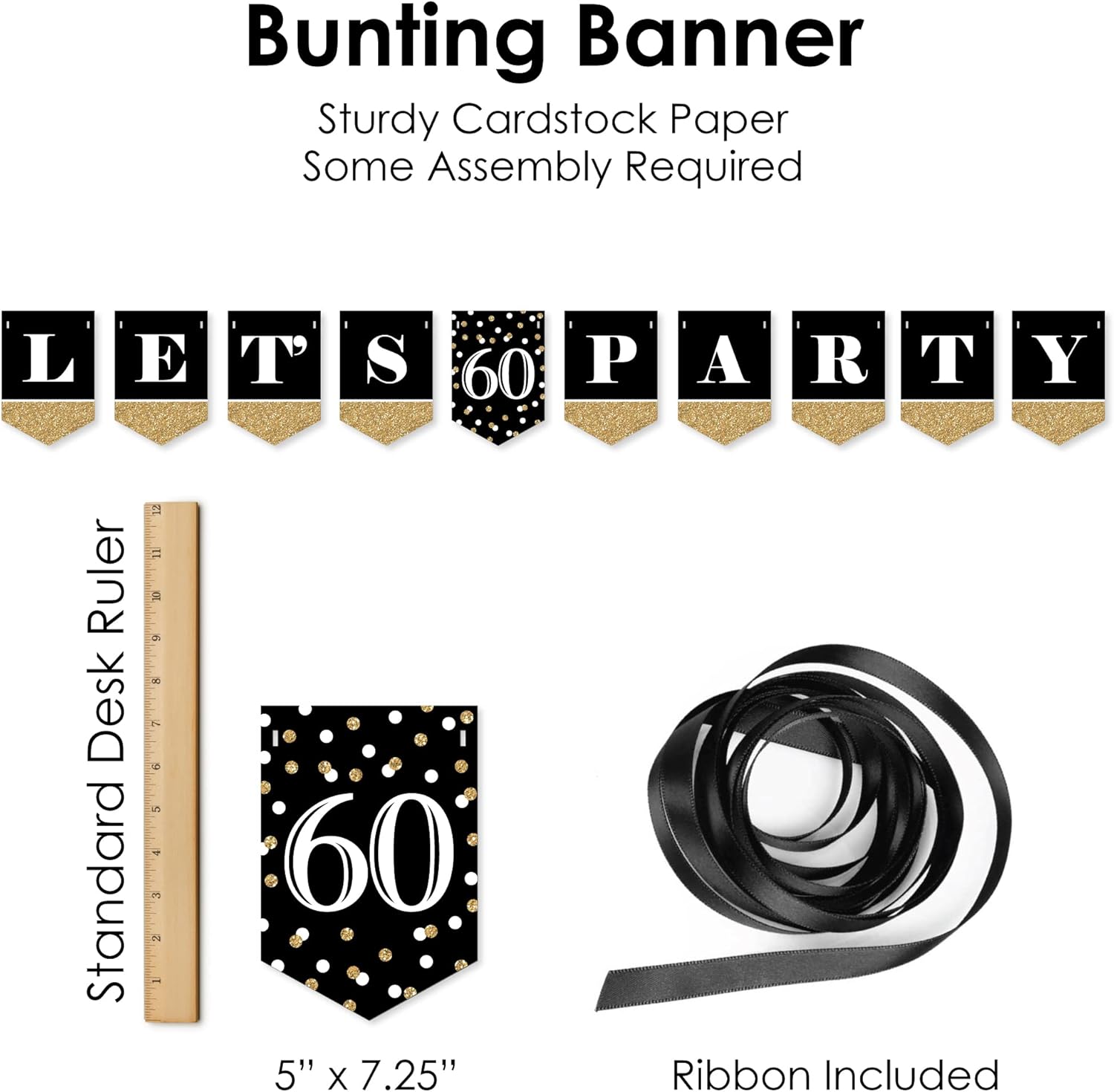 Big Dot of Happiness 60th Birthday Gold Decor Kit