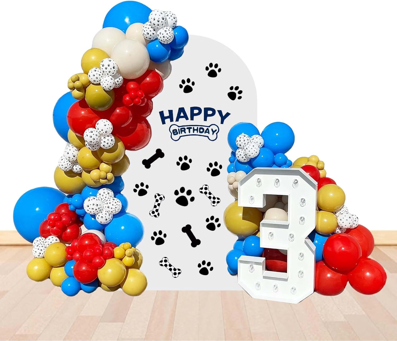 Blue Red Yellow Paw Balloons 146Pcs Birthday Garland Decor