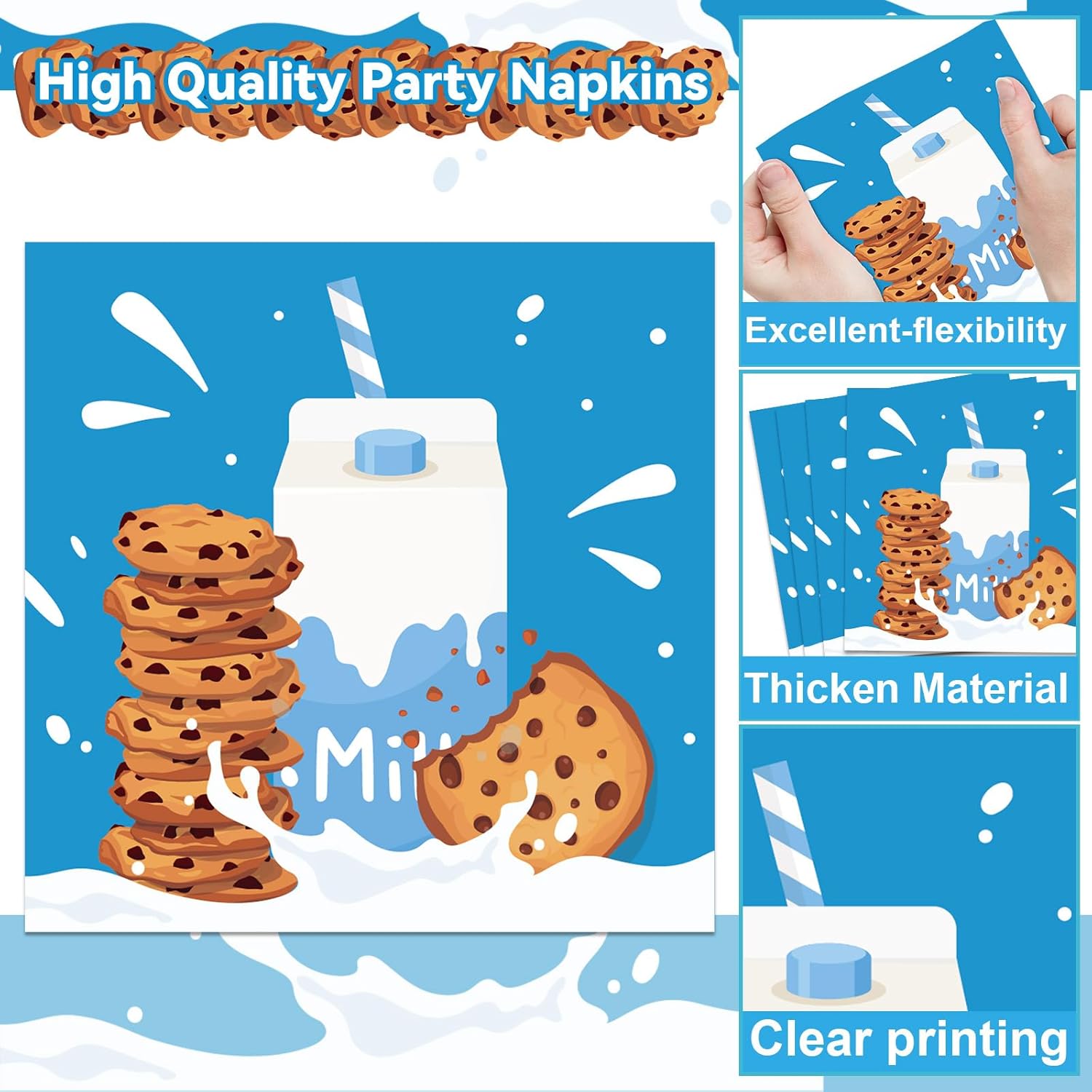 48pcs Milk and Cookies Birthday Decor Set