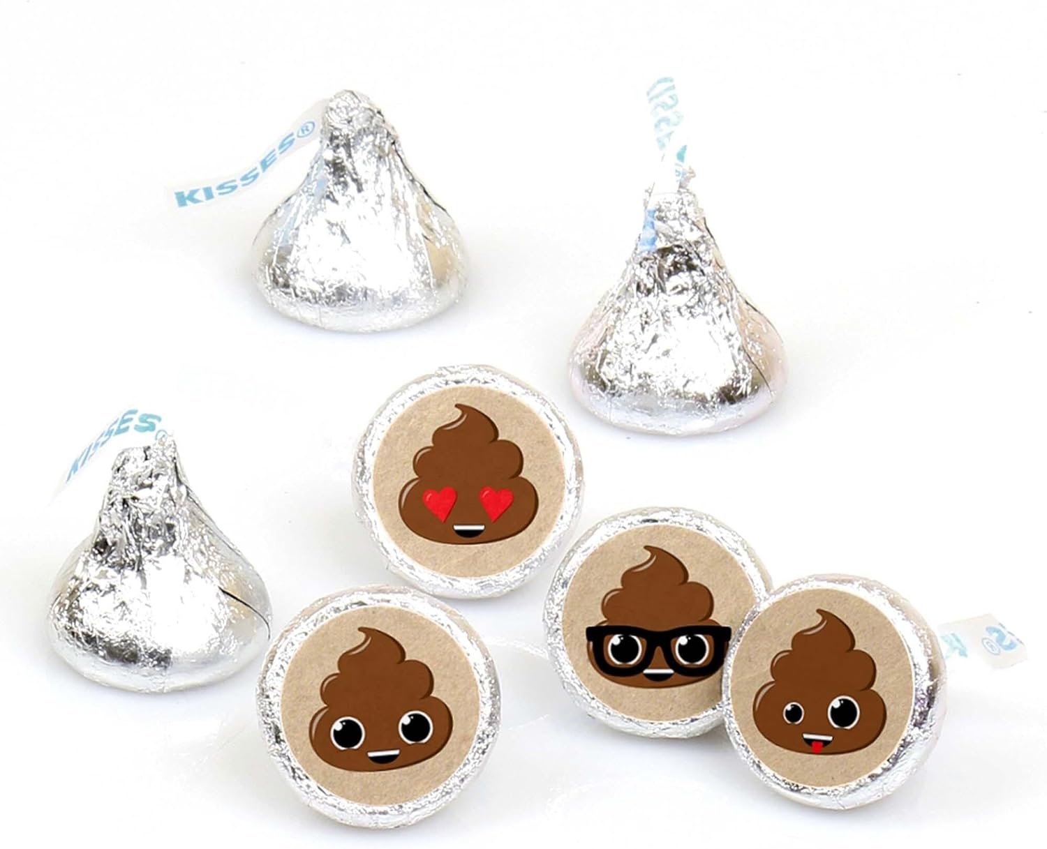 Poop Emoji Party Round Candy Sticker Favors 1 Sheet of 108