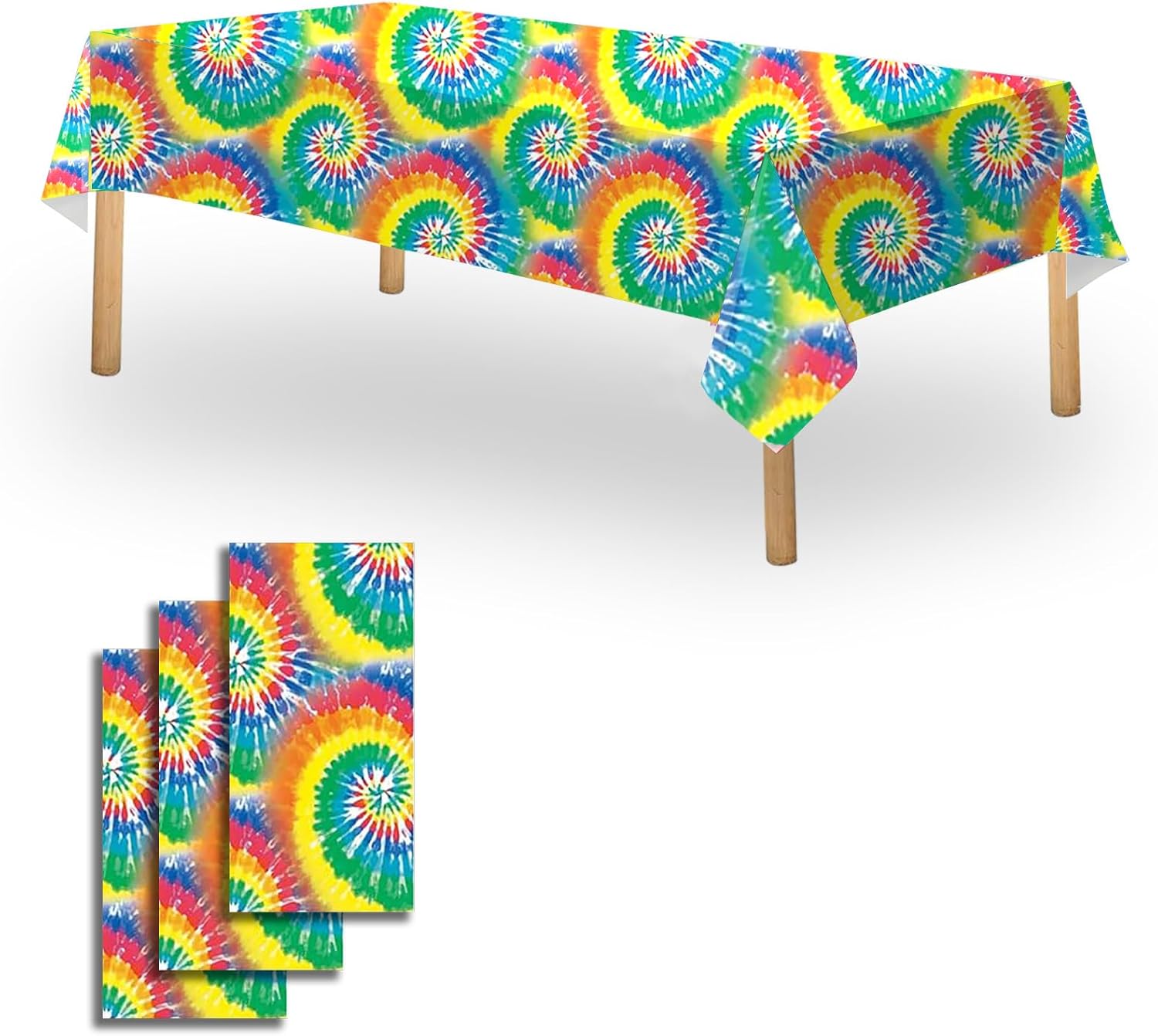 OQOQ Rainbow Tie Dye Table Cloth 3 Packs