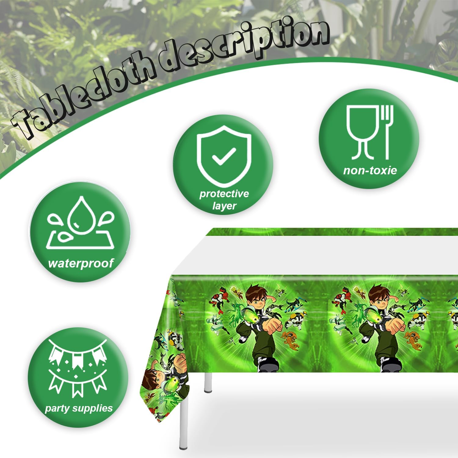 2 Pack Ben Birthday Plastic Table Covers for Kids