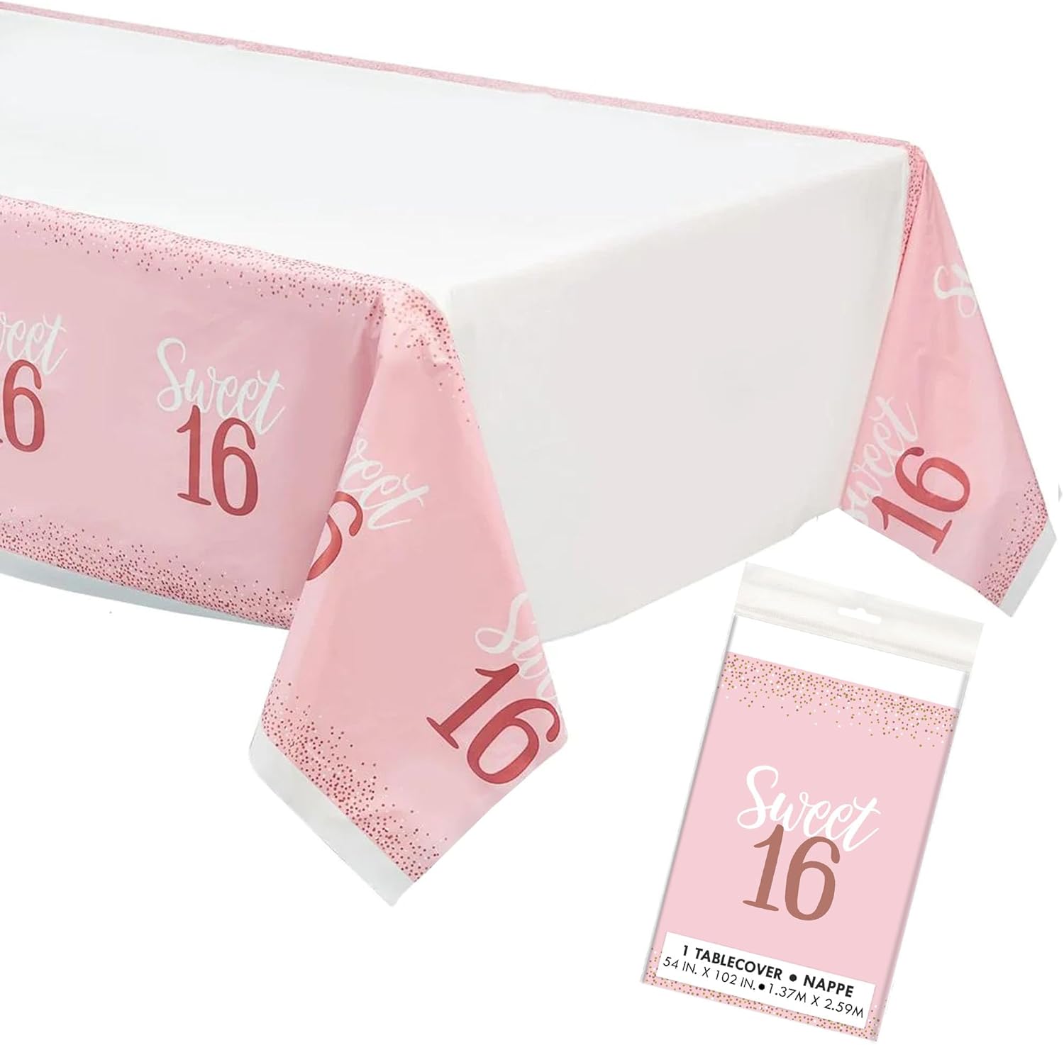 HOME HOOPLA Blush Pink 16th Birthday Table Cover 54x102