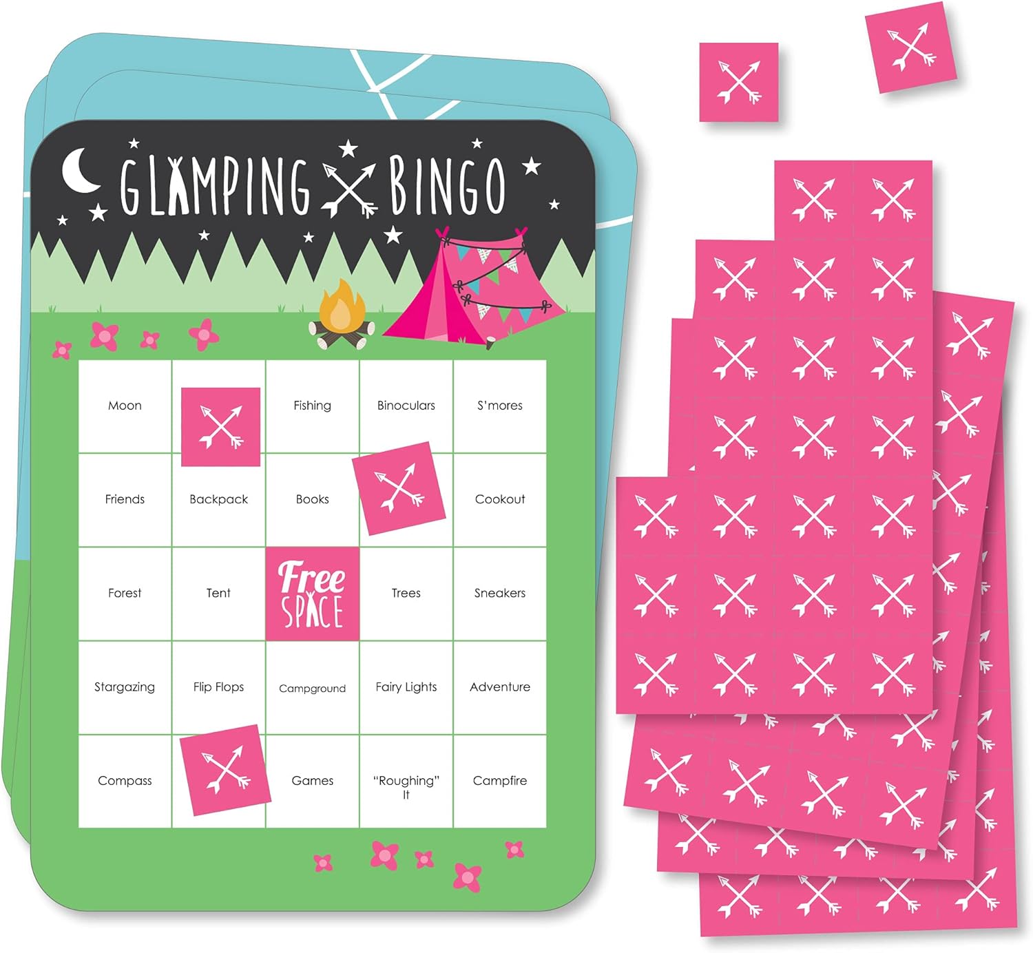 Big Dot of Happiness Lets Go Glamping Bingo Set of 18