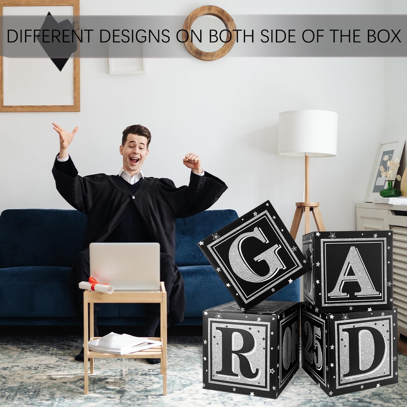 Black and Silver Graduation Decor Balloon Boxes 2025
