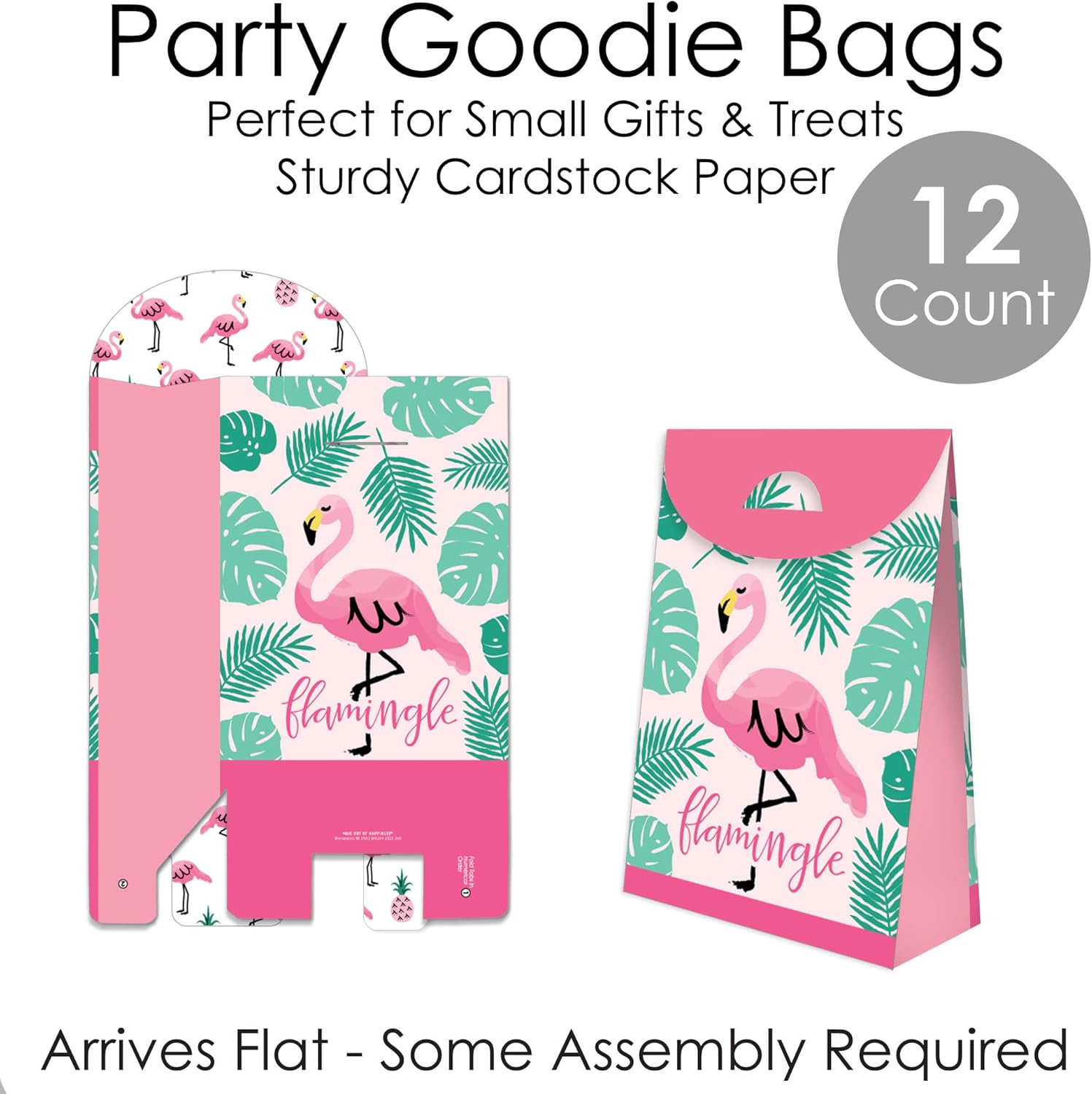 Big Dot of Happiness Pink Flamingo Party Favor Bag Set of 12