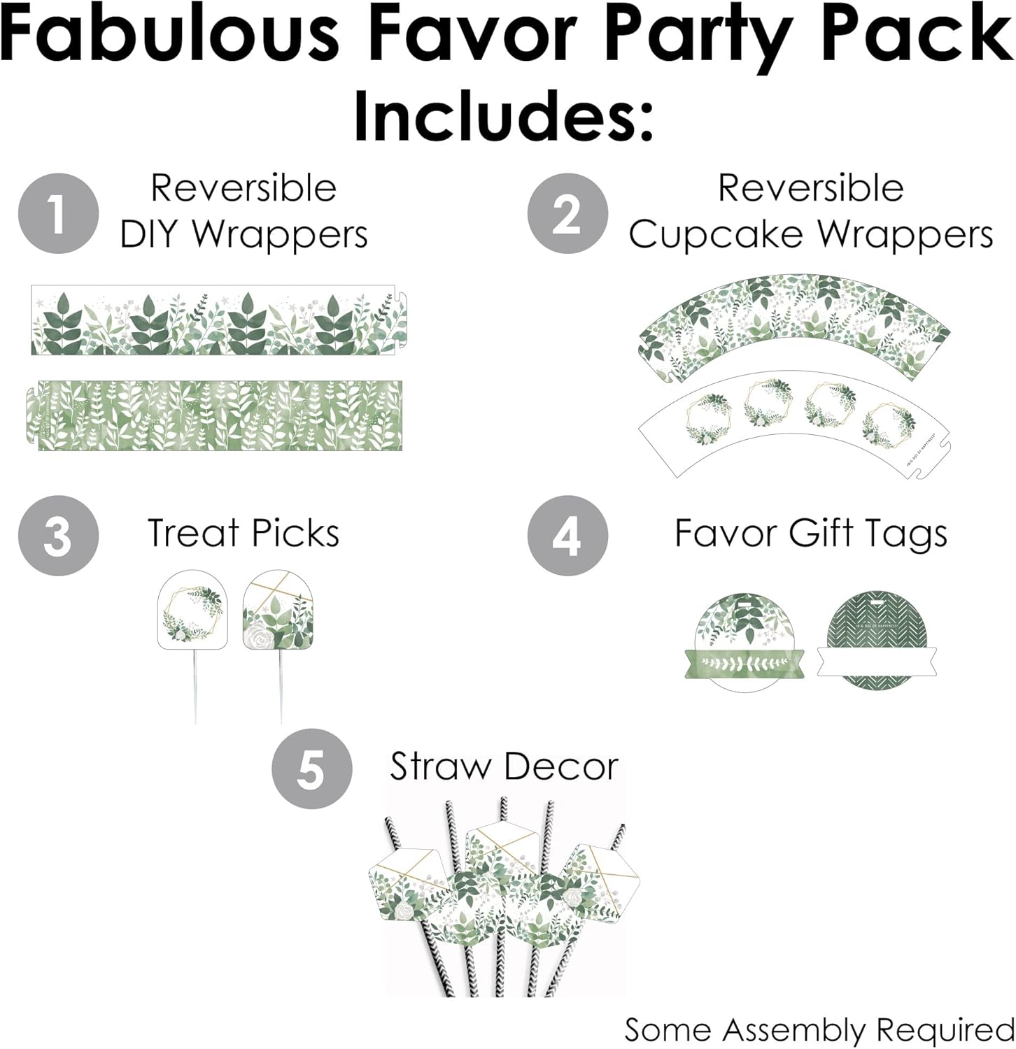 Big Dot of Happiness Boho Botanical Party Favor Kit - 100 Pieces