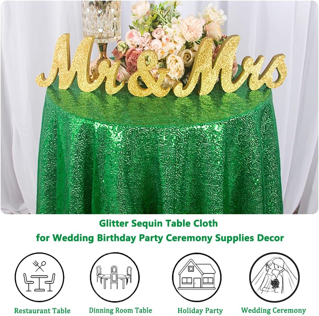 Sparkly Green Sequin Round Tablecloth 50 Inches