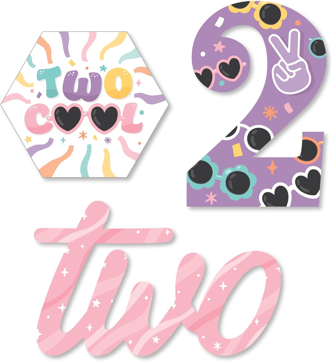 Big Dot of Happiness Two Cool Girl Birthday Cut Outs 24 Count