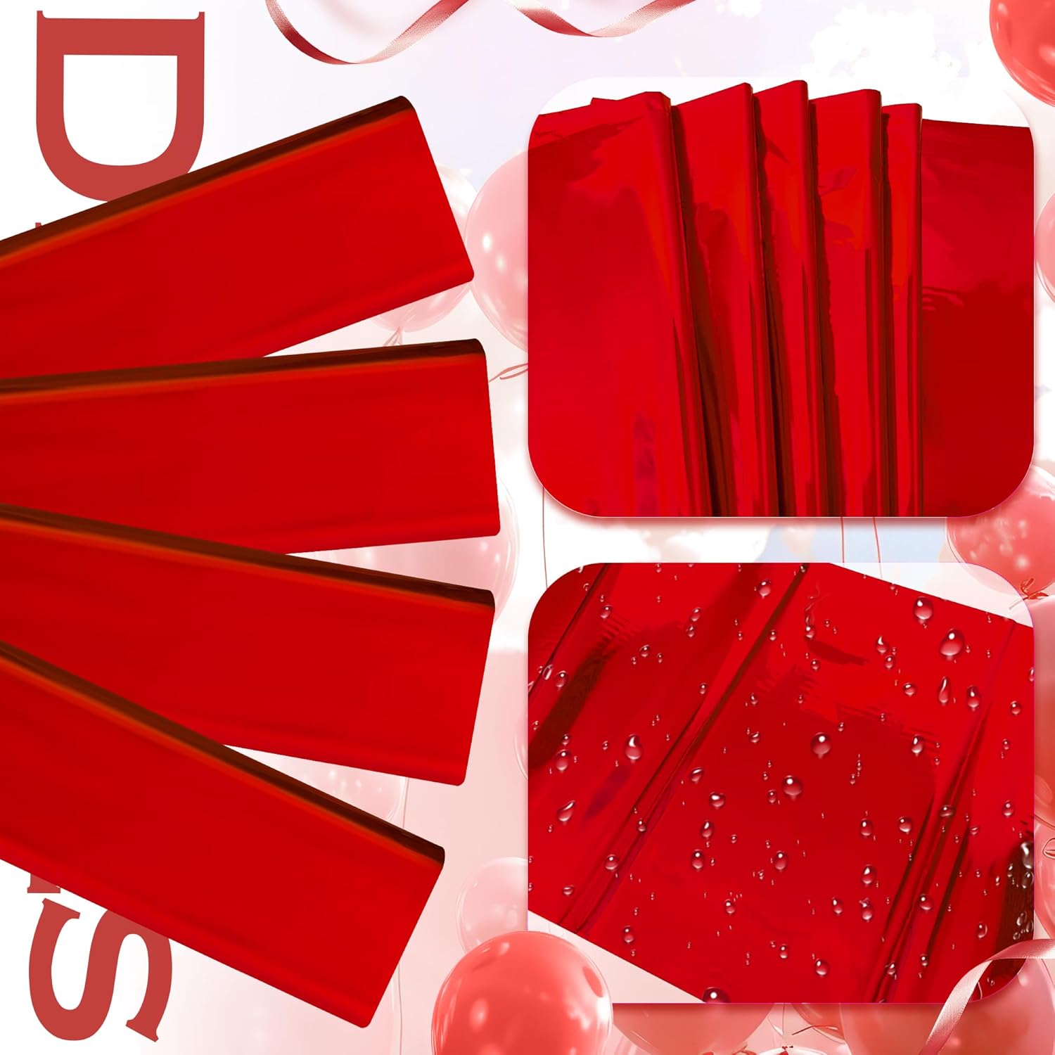 4pcs Red Foil Tablecloth 54x72 Inch Party Decor