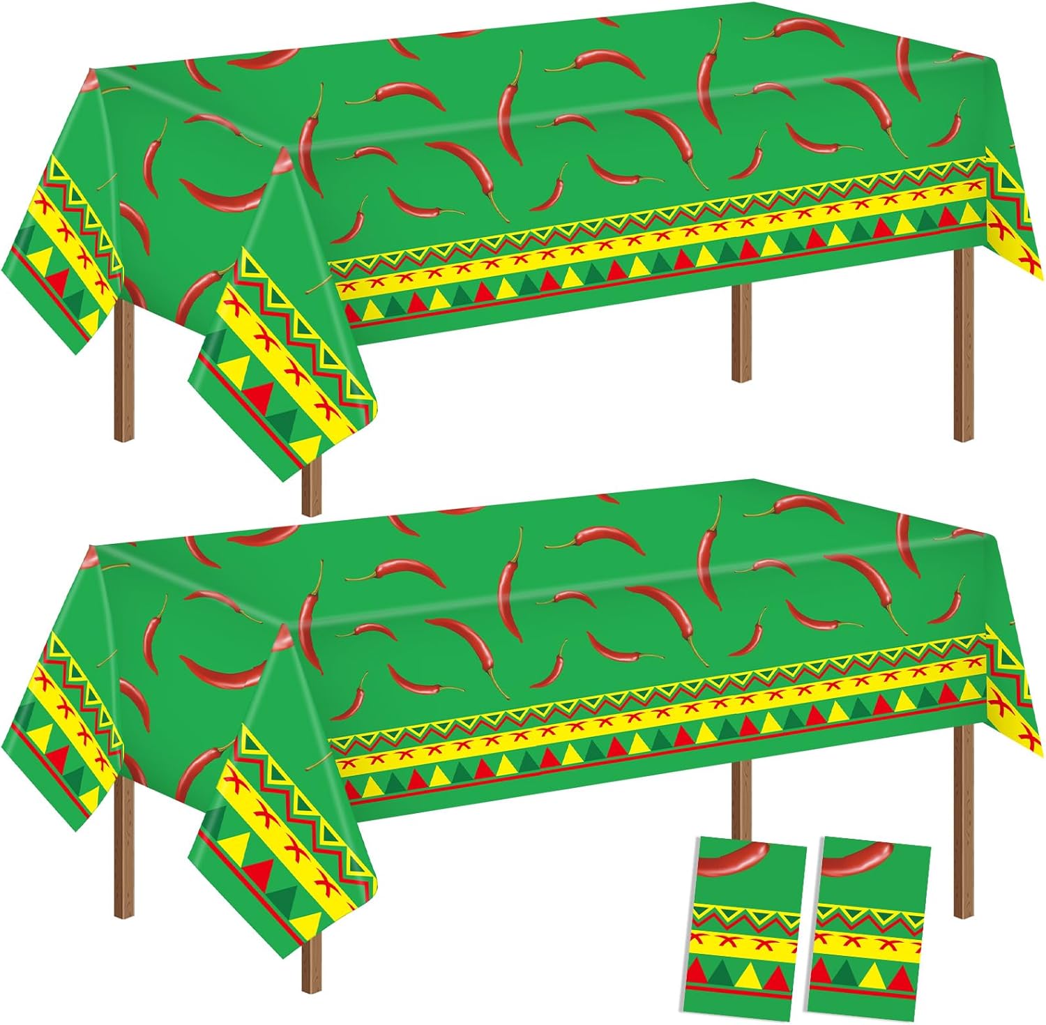 2 Pcs Chili Pepper Tablecovers Cinco De Mayo Decorations