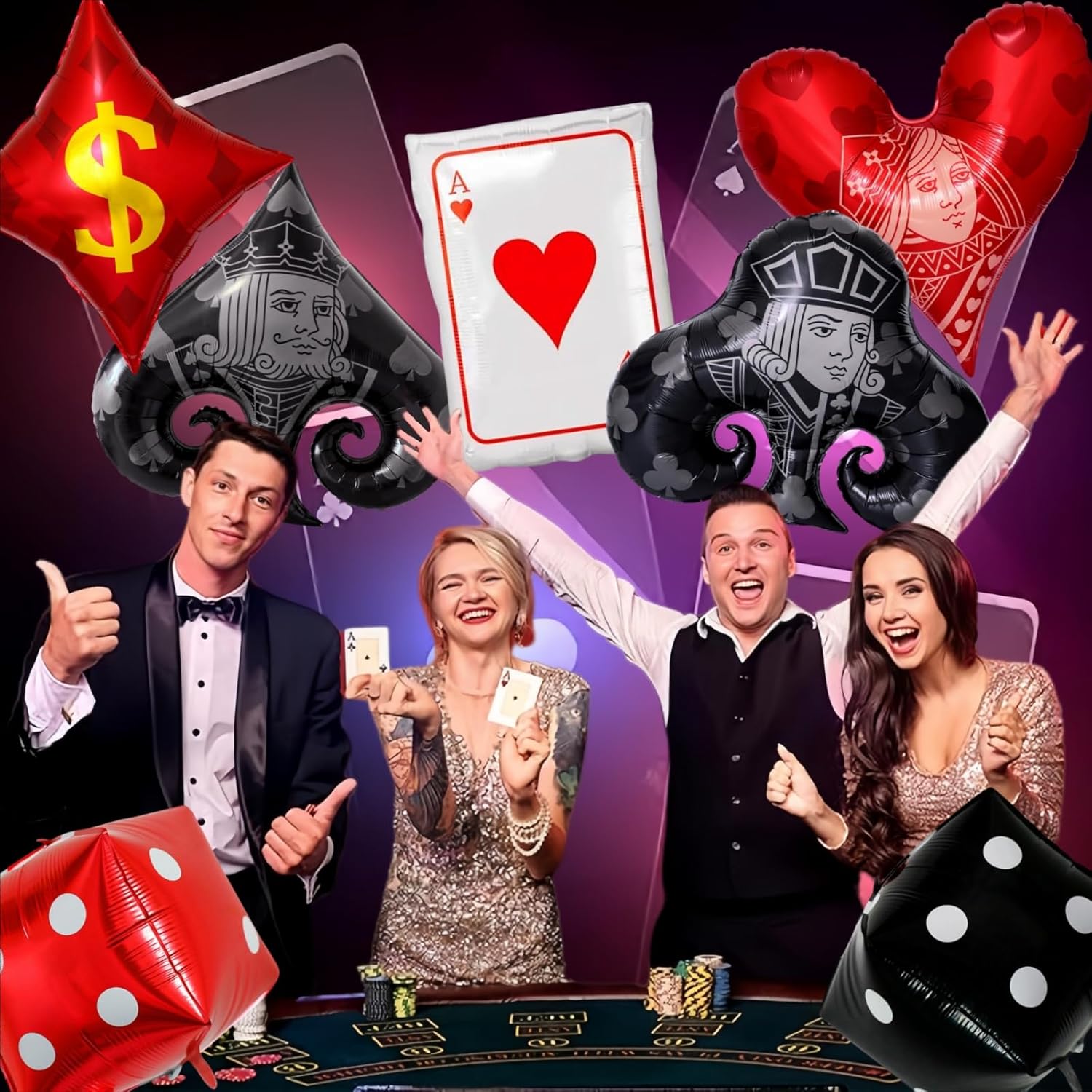 Poker Casino Balloons Decor Set for Parties