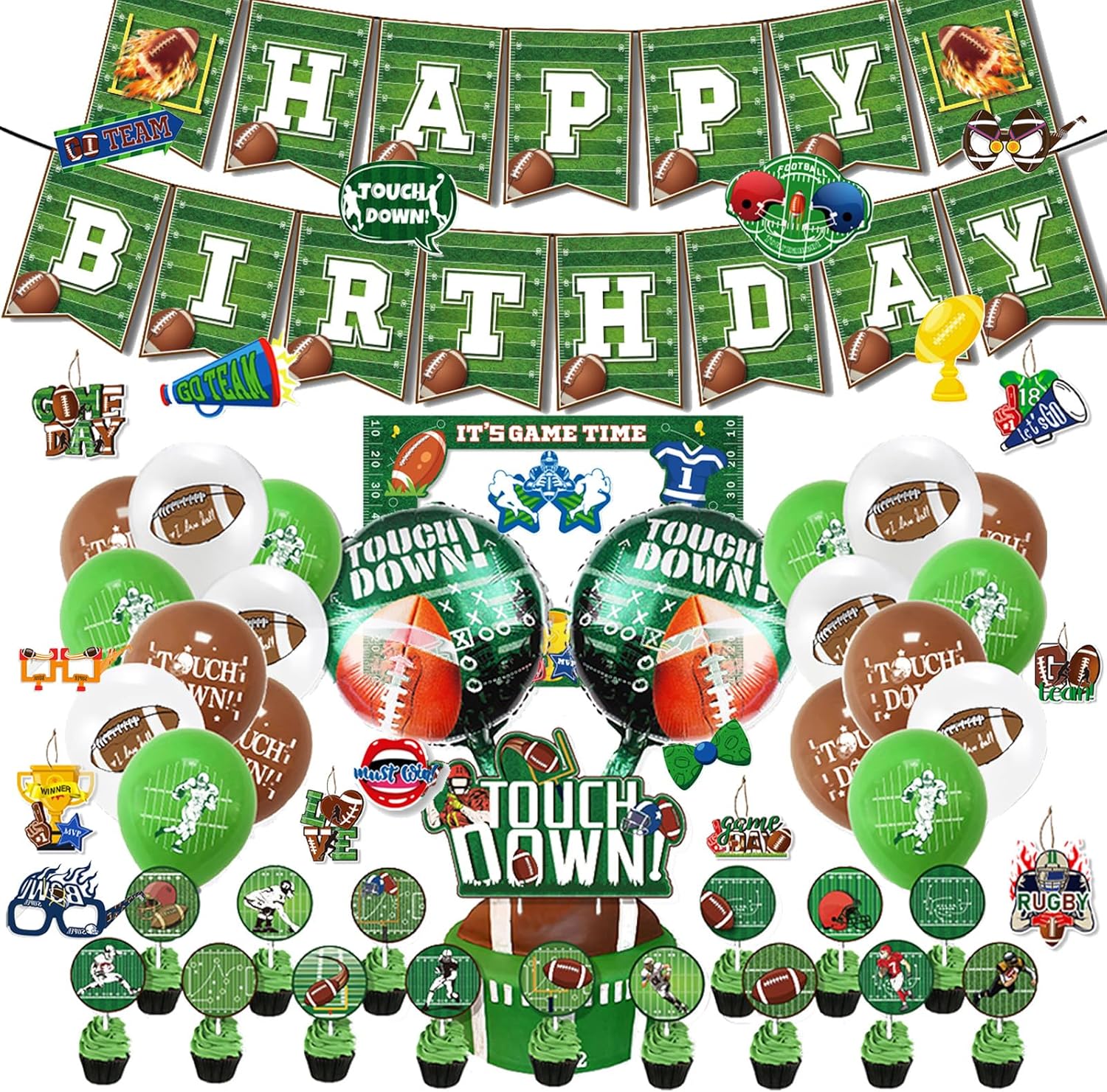 120-Piece Football Birthday Party Decorations Set