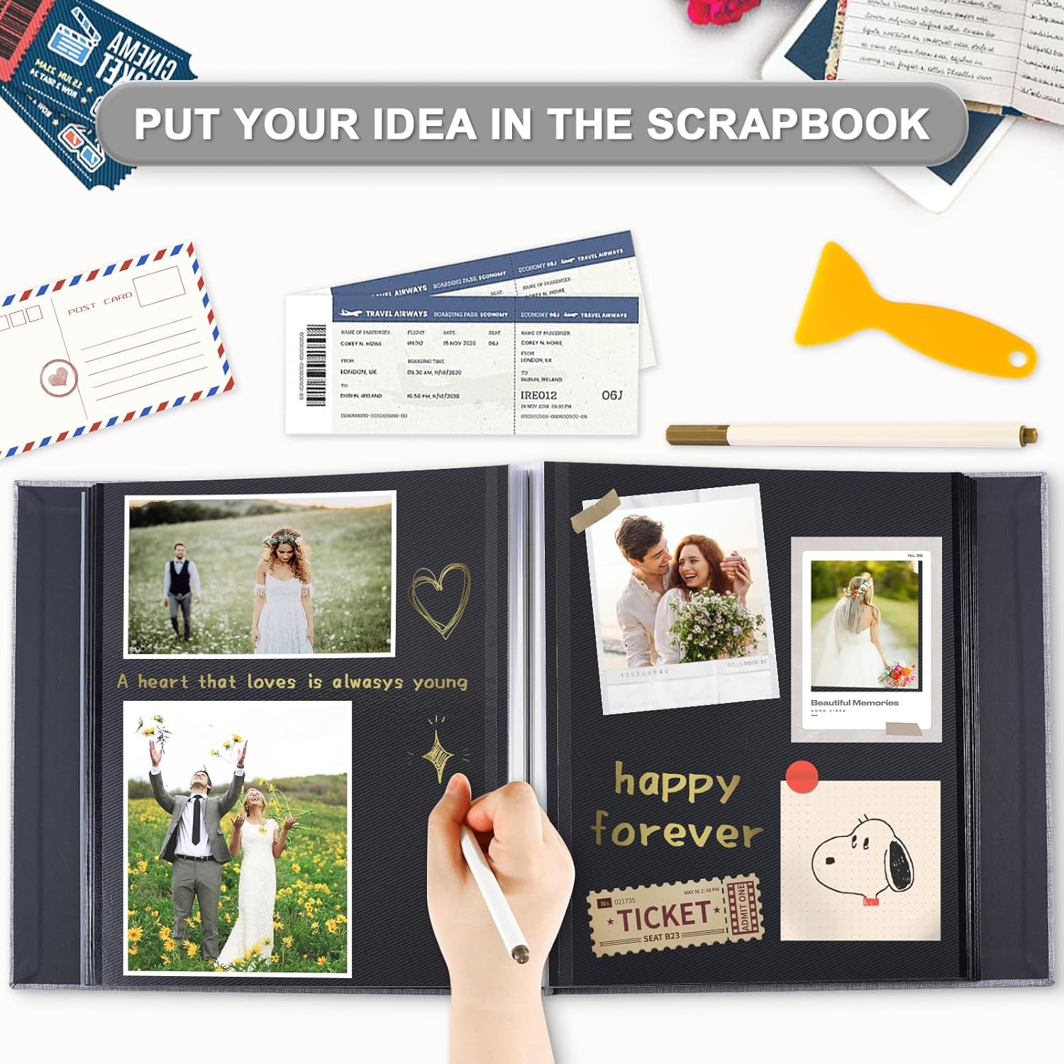 Self Adhesive Photo Album Black Pages 60 Page Scrapbook