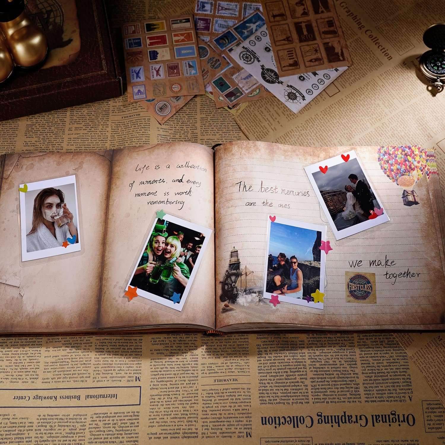 JIMBON Adventure Book Scrapbook 180 Pages Photo Album
