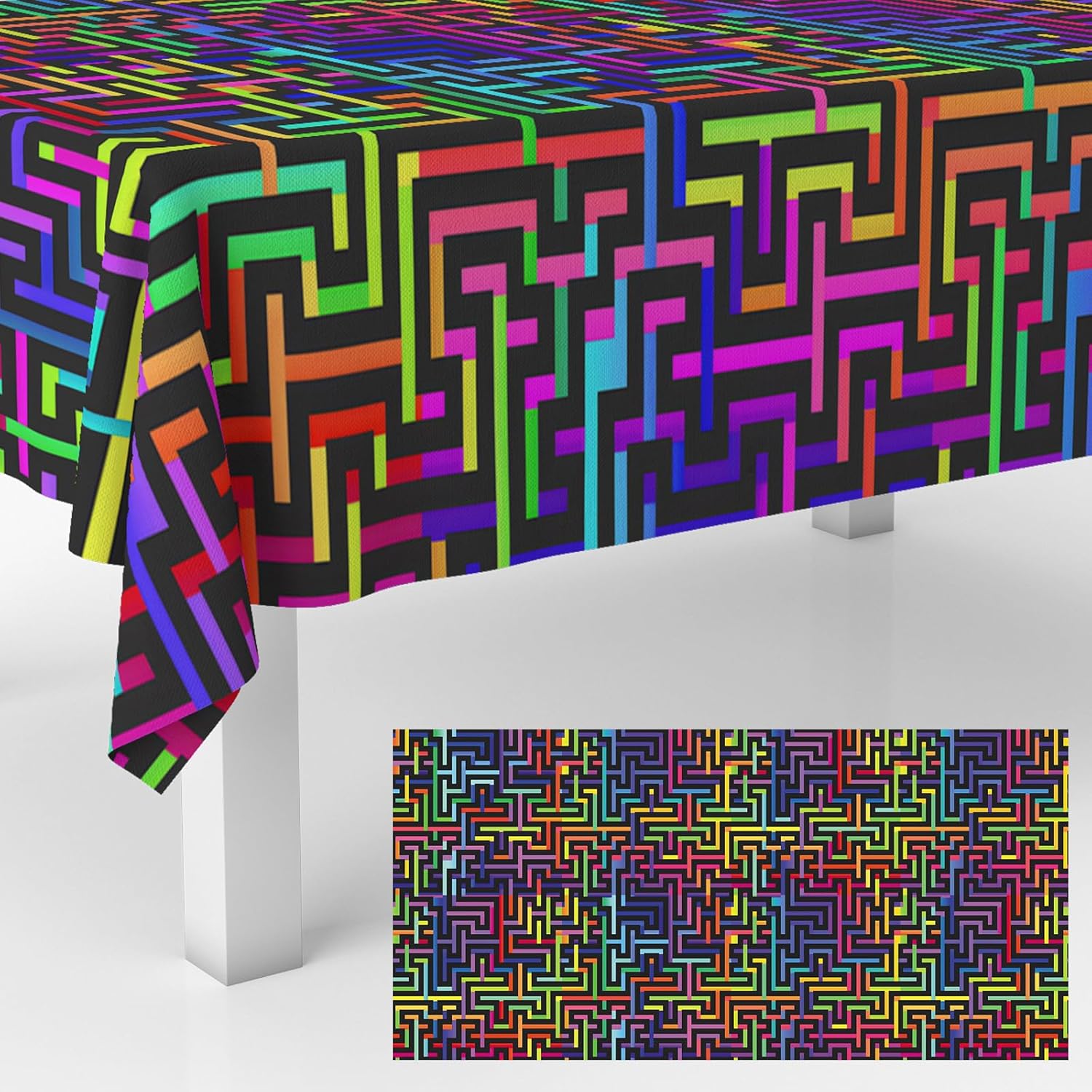 Junliang Neon Maze Tablecloths for Parties and Events
