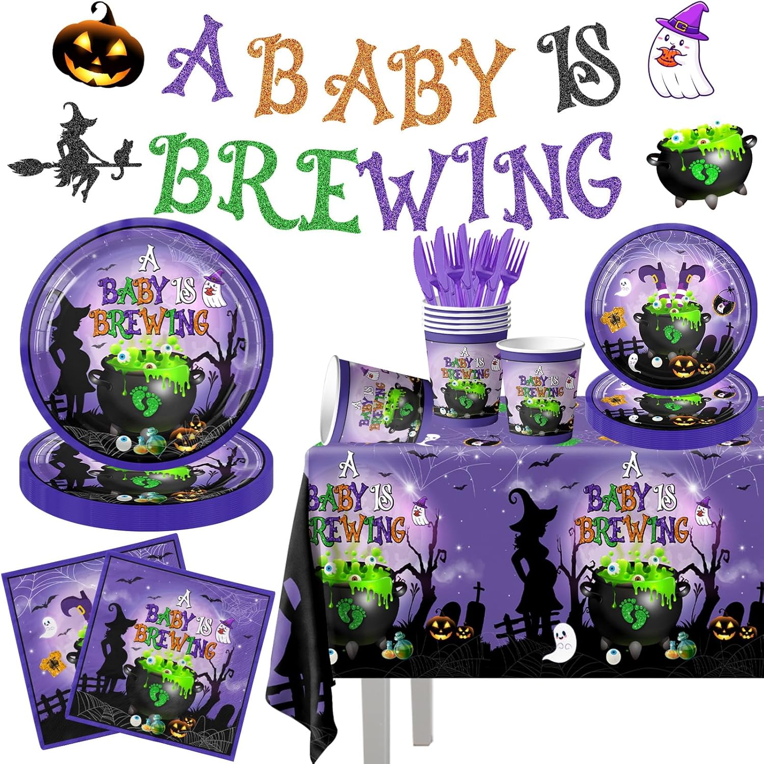 Halloween Baby Shower Decorations - 142pcs Party Set
