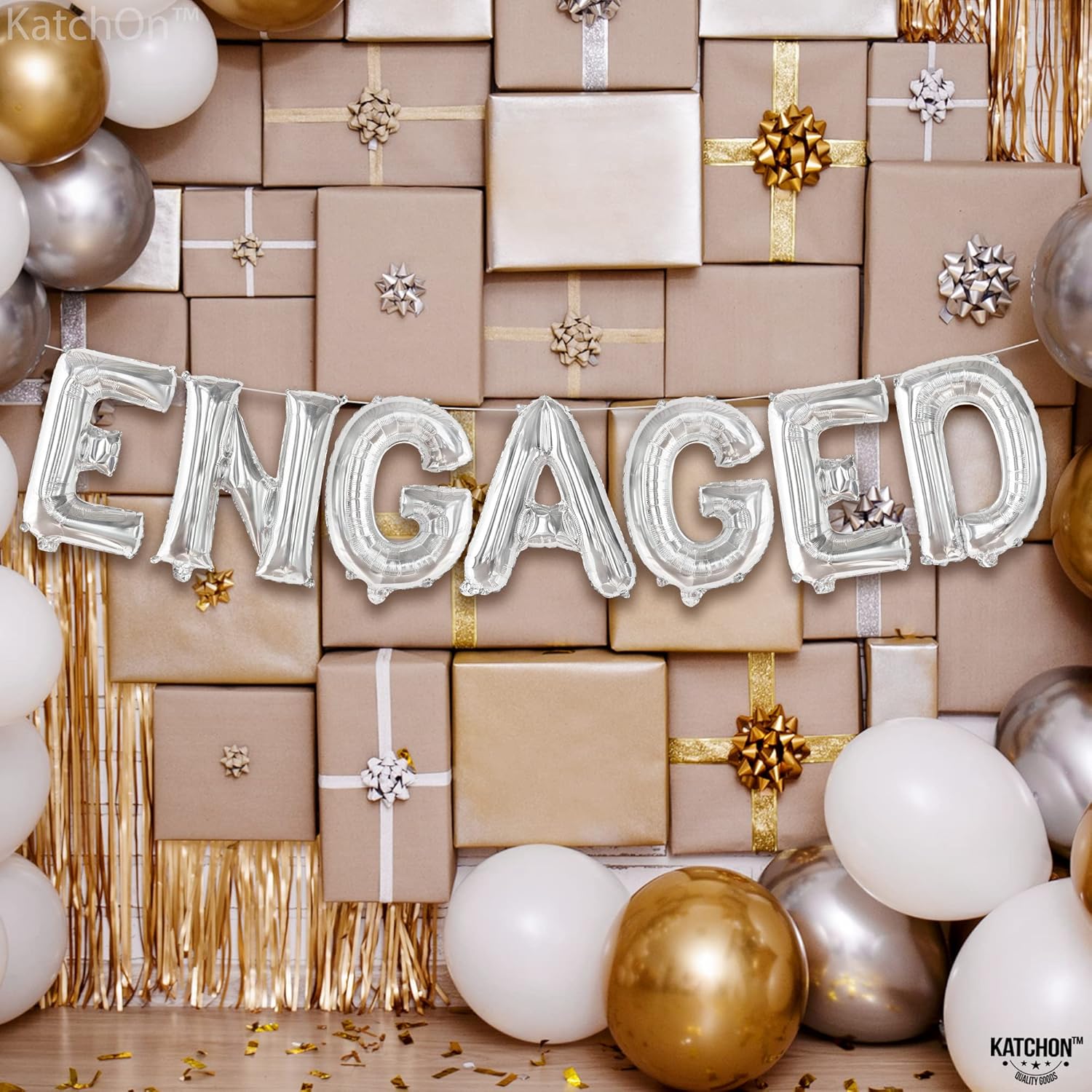 KatchOn Silver Foil Engagement Balloons 16 Inch