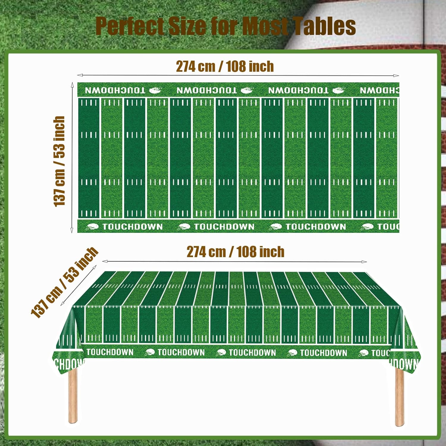 3 Pack Football Themed Tablecloths for Birthday Parties