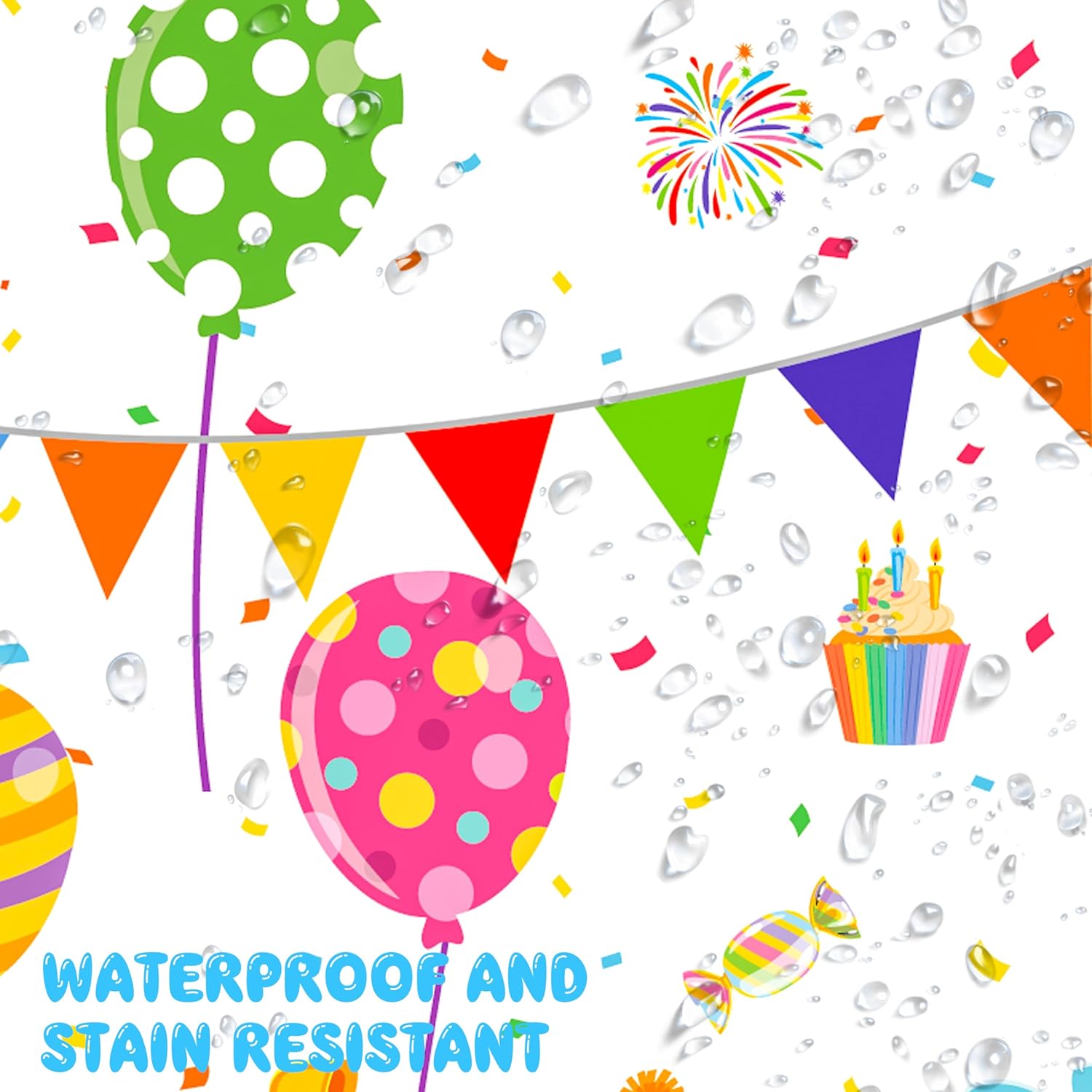 CL Cooper Life Happy Birthday Tablecloths 2Pcs Rainbow Decorations