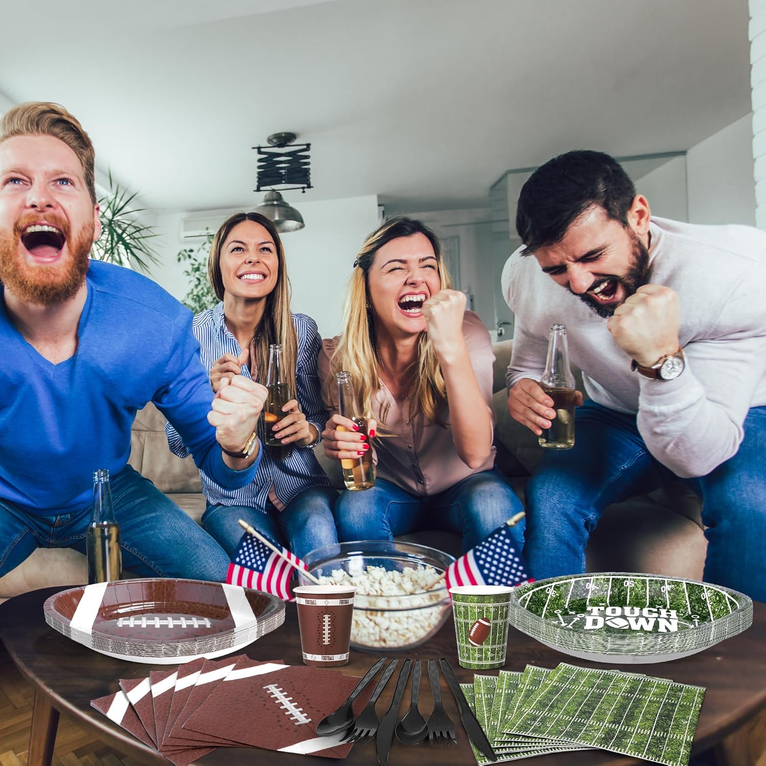 350 Pieces Football Themed Tableware Set for Game Day Parties