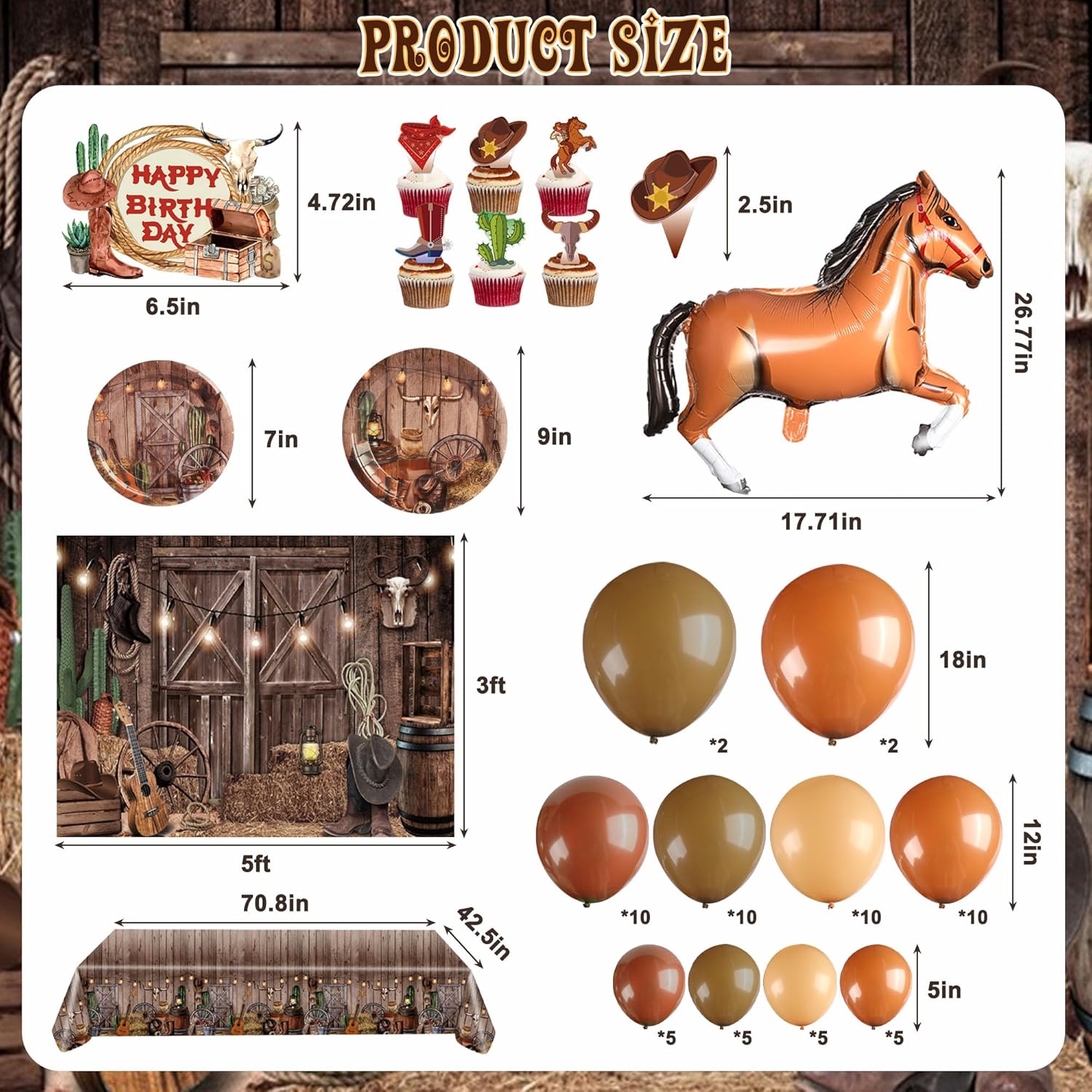 Western Cowboy Birthday Party Decor Supplies Set