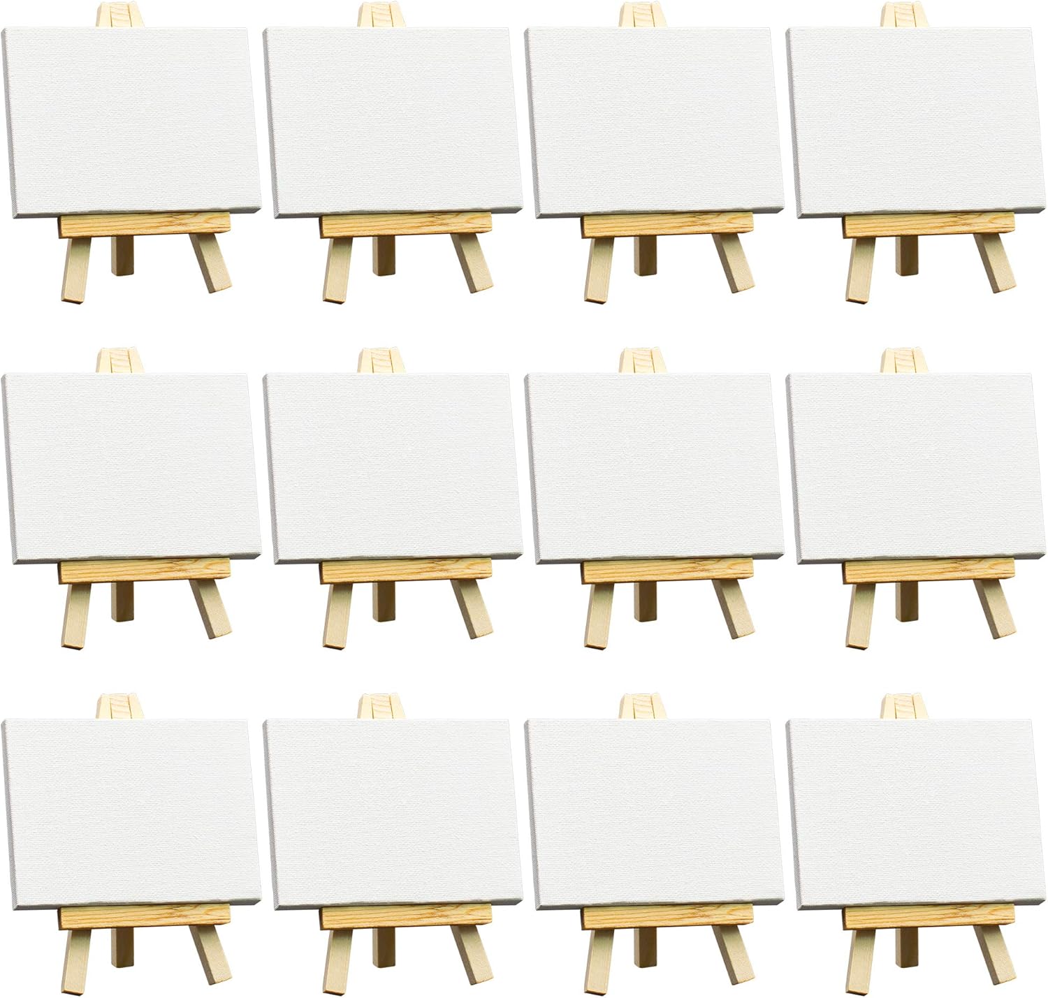 FIXSMITH 3x4 Inch Mini Stretched Canvas Easel Set - 12 Pack