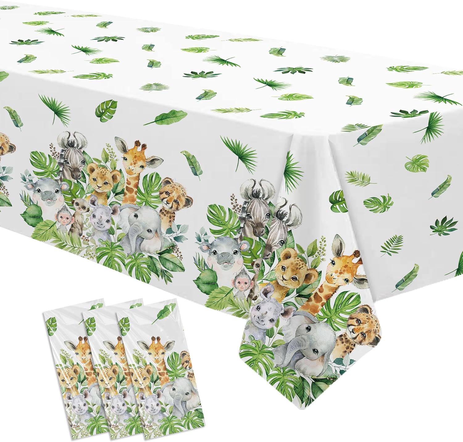 Jungle Party Tablecloth 3Pcs Disposable Safari Decorations
