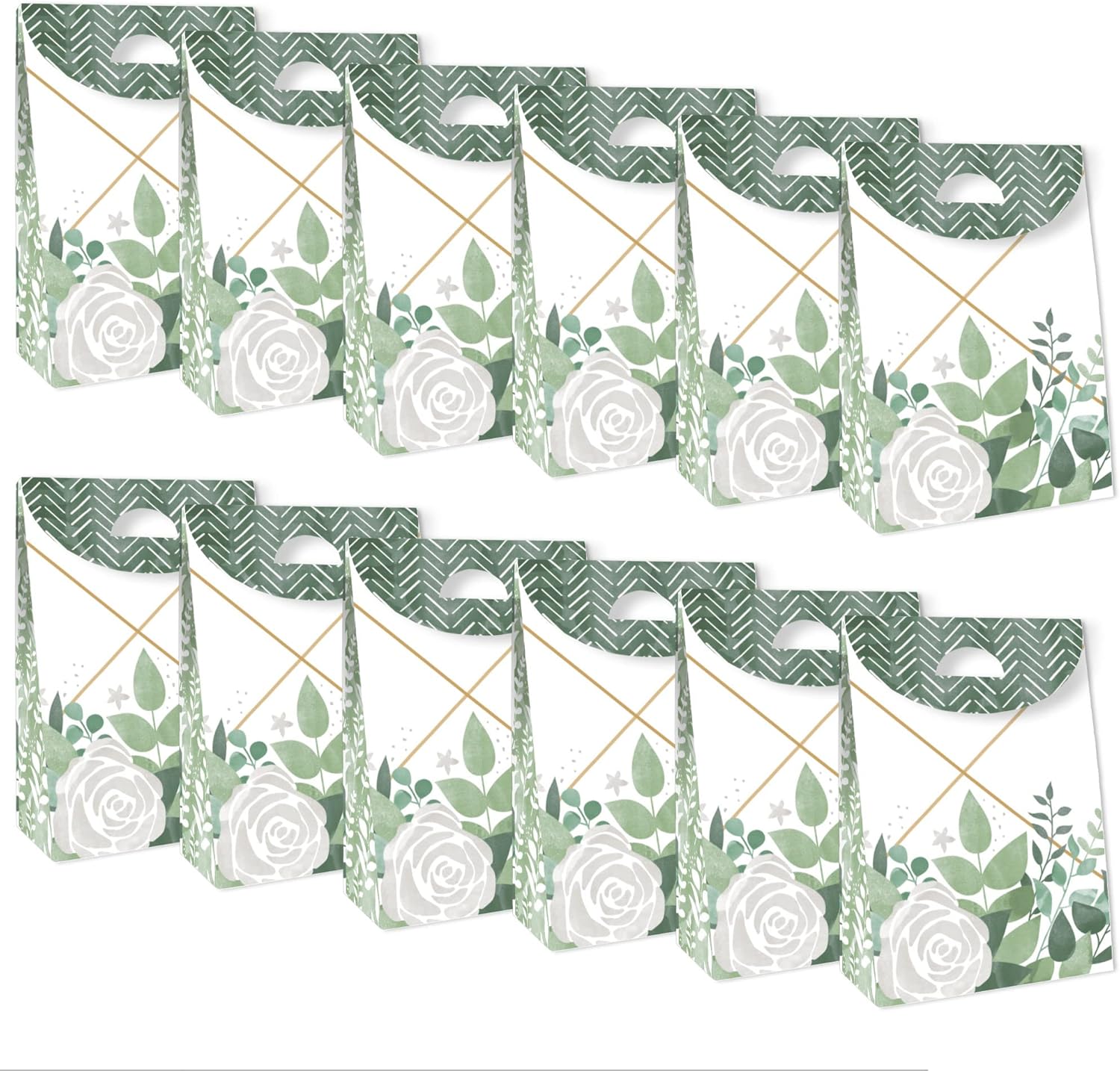 Boho Botanical Greenery Gift Favor Bag Set of 12