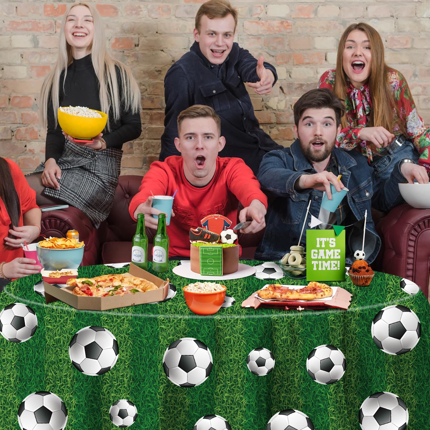3 Pack Soccer Themed Table Covers 84x84 Inch