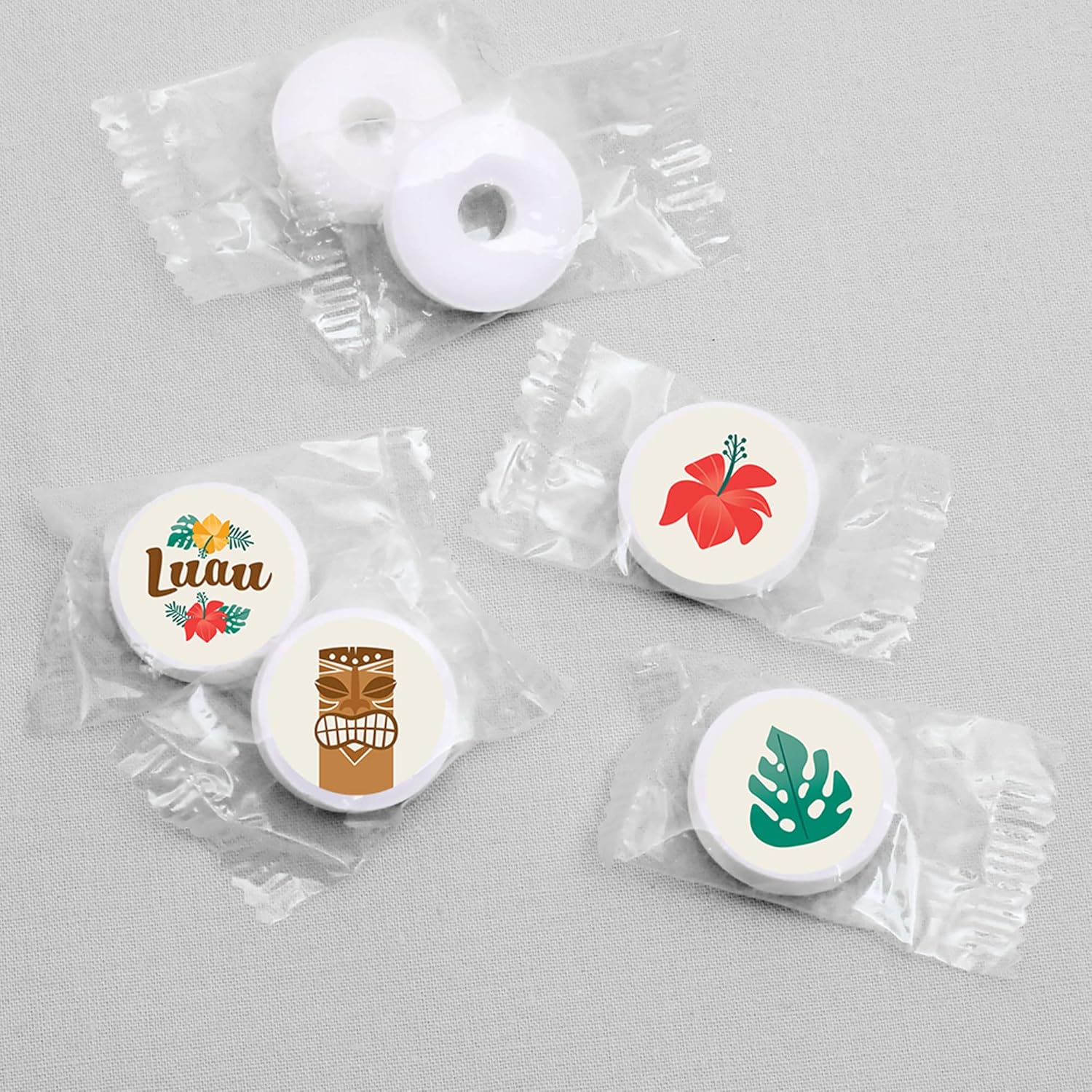 Tropical Luau Round Candy Sticker Favors Pack