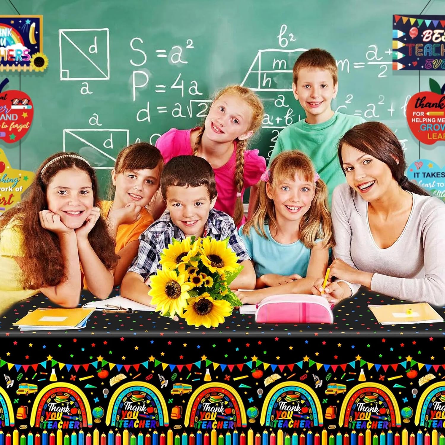 YVAINE 3 Piece Teachers Appreciation Tablecloths