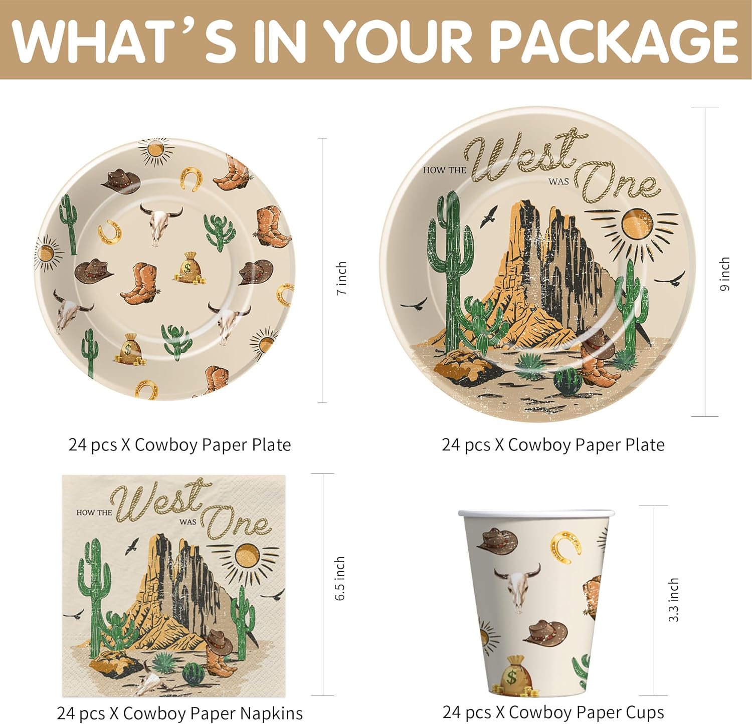 Western Cowboy 1st Birthday Party Supplies Set