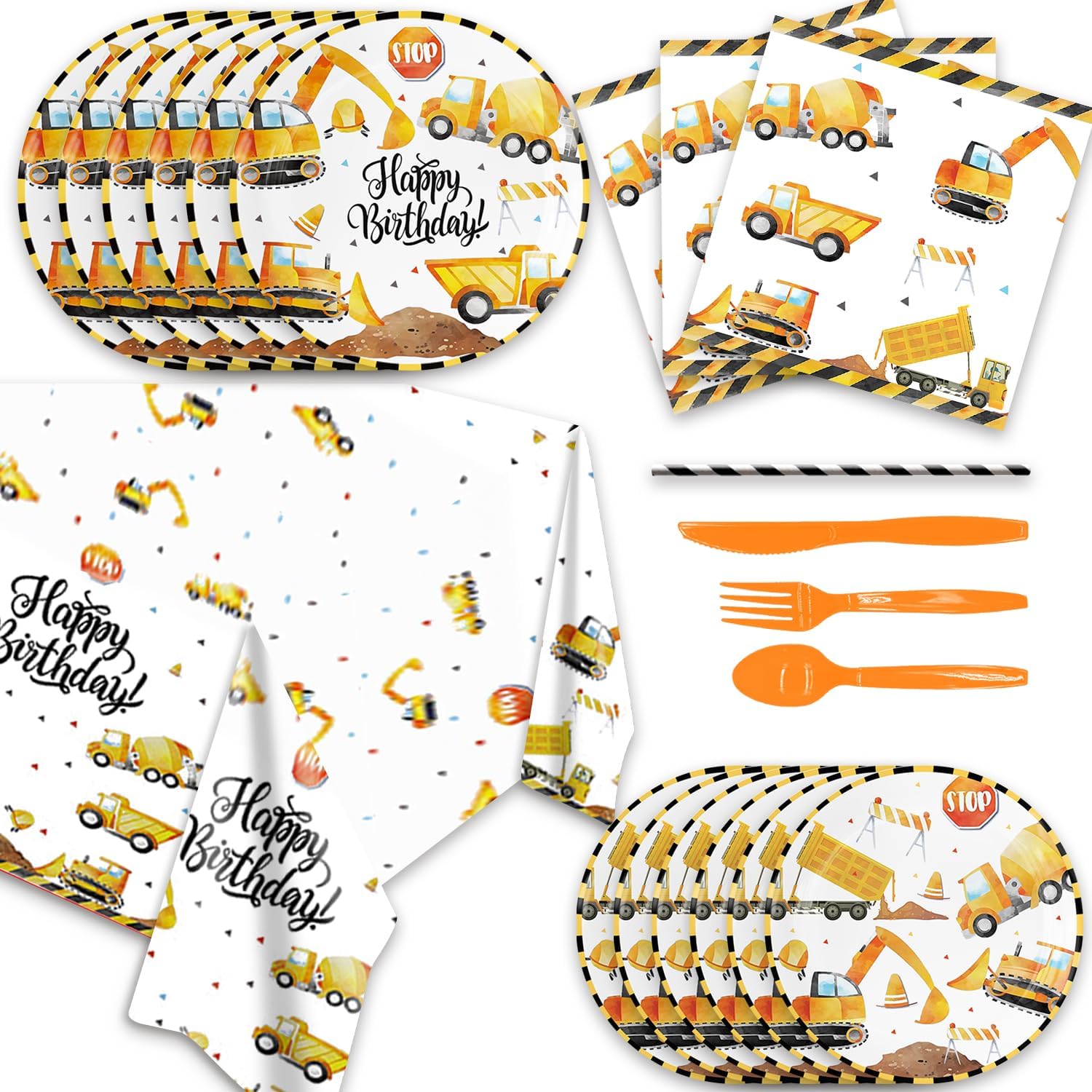 141Pcs Construction Birthday Party Supplies Set