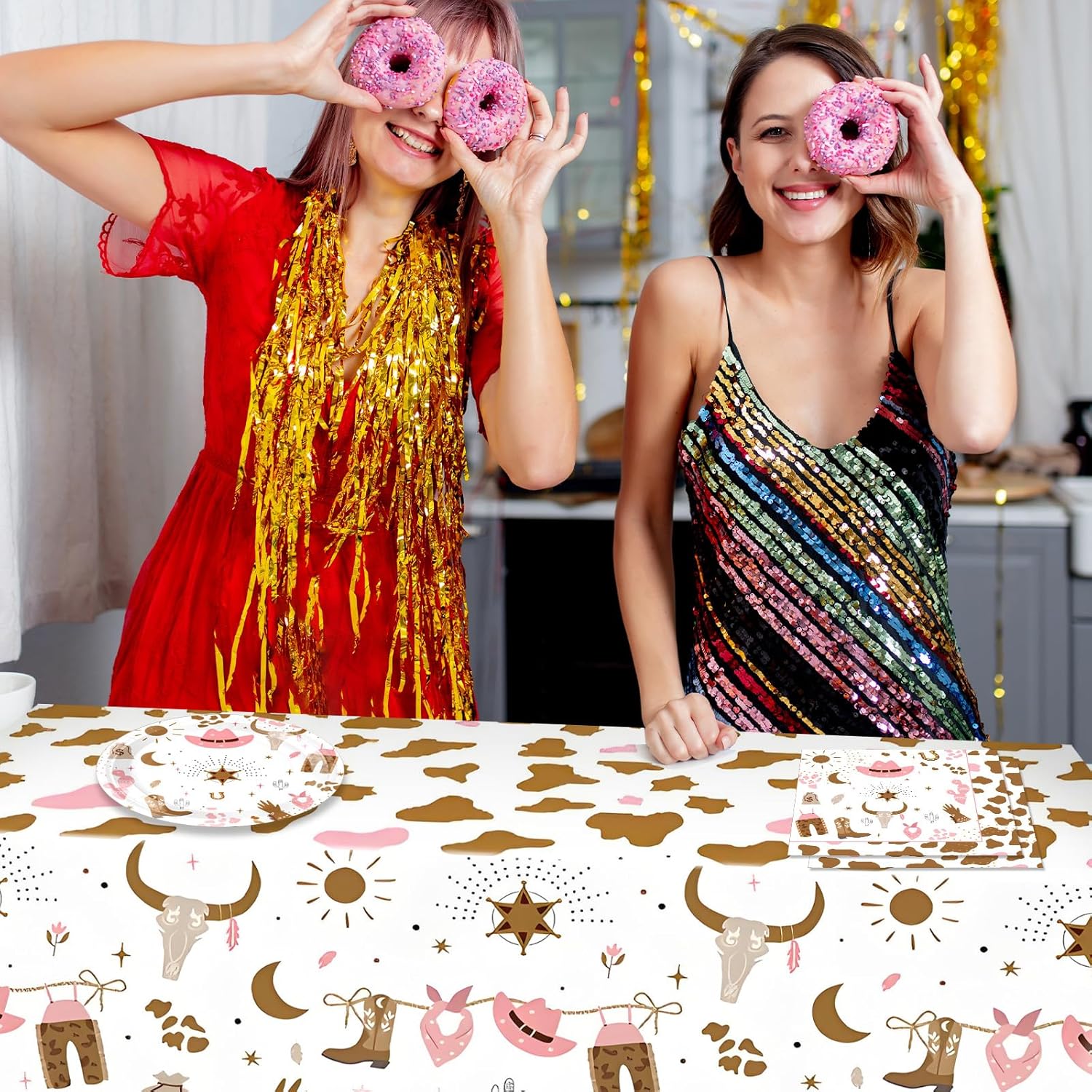 41Pcs Cowgirl Birthday Party Decorations Pink Set