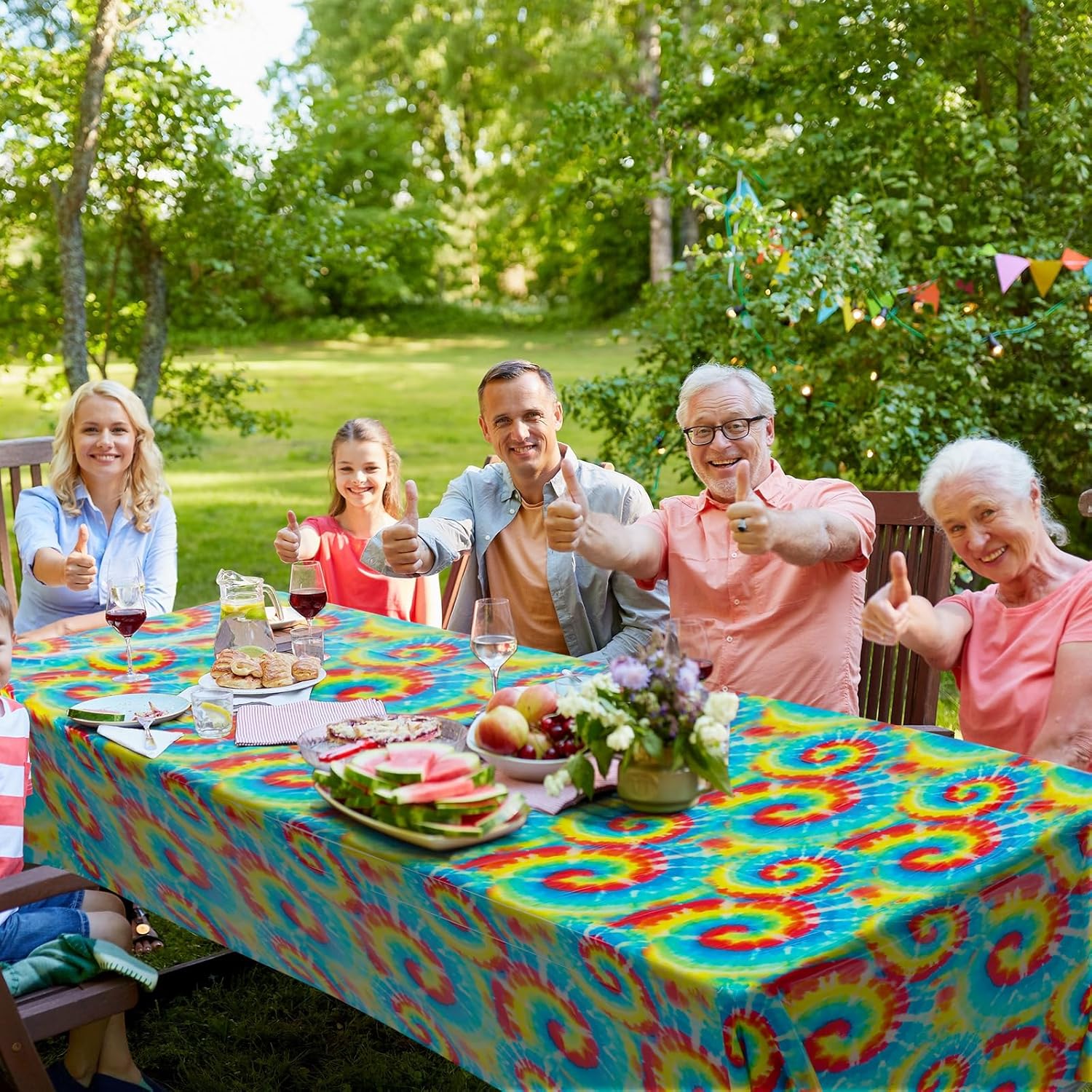 100 Ft Tie Dye Tablecloth Roll Rainbow Swirls Decor