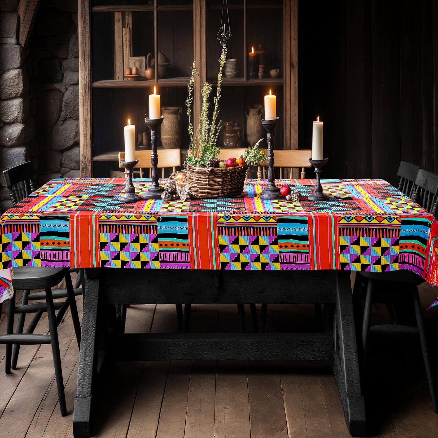 Oudain 3 Pack Juneteenth Tablecloths African Kente Print Decor