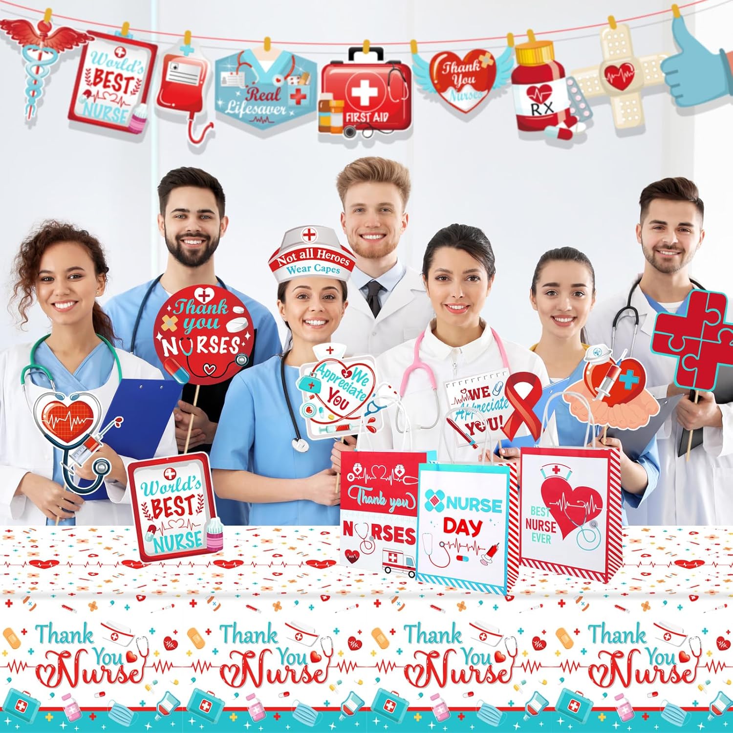 HOWAF 3pcs Nurse Appreciation Tablecloth Set