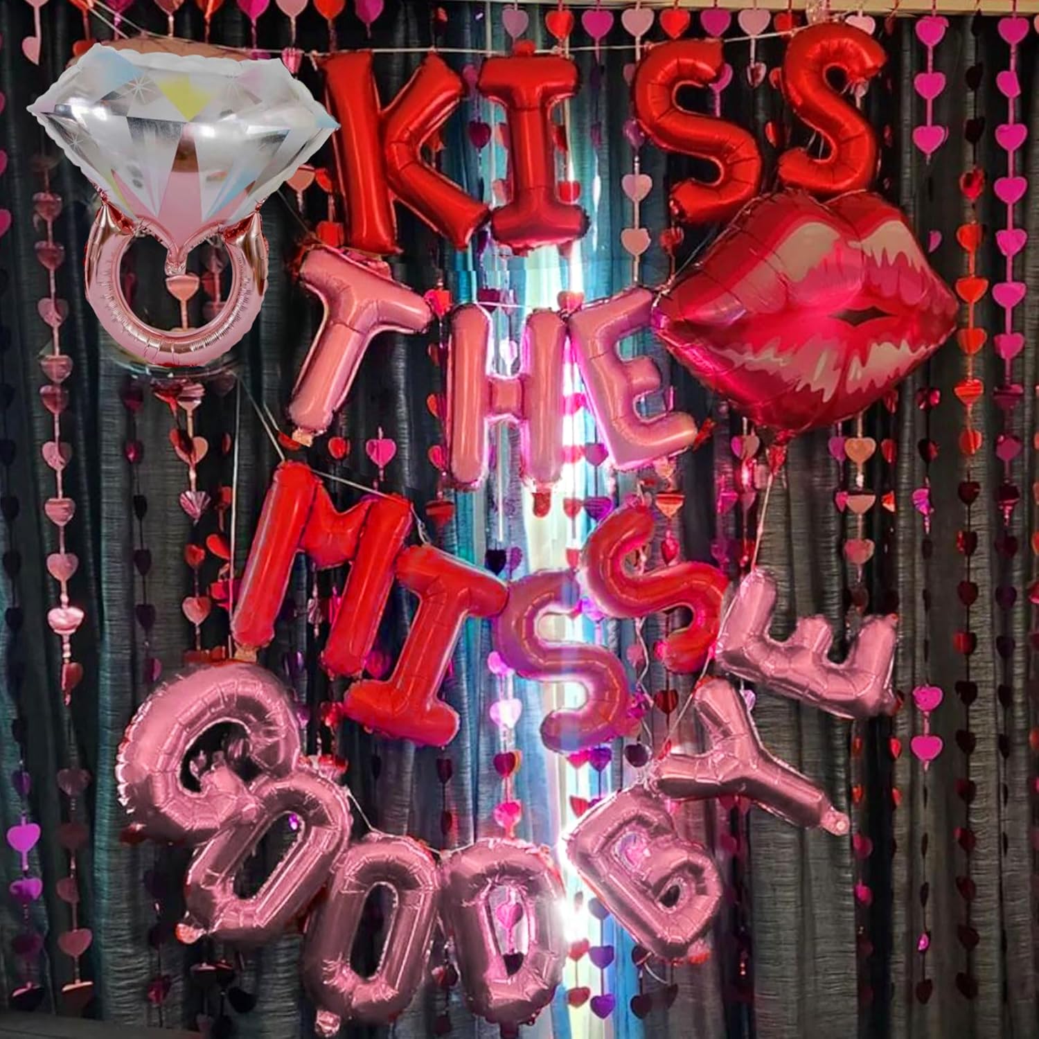Kiss The Miss Goodbye Balloon Banner Bachelorette Decor