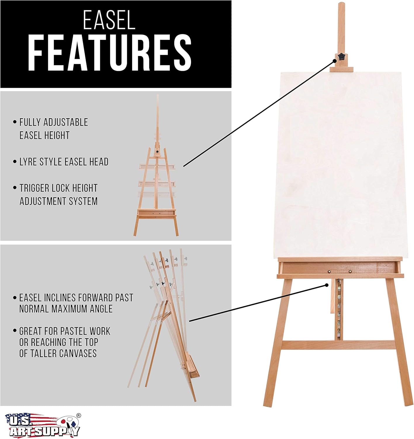 US Art Supply 64 to 89 Inch Sunset Medium A-Frame Easel