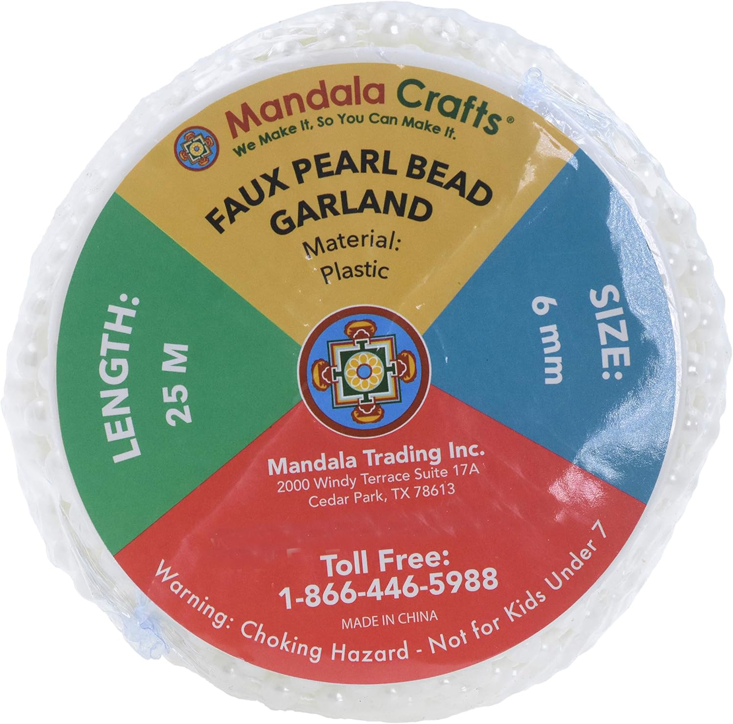 Mandala Crafts 6mm Faux White Pearl Beads Roll 27 Yards