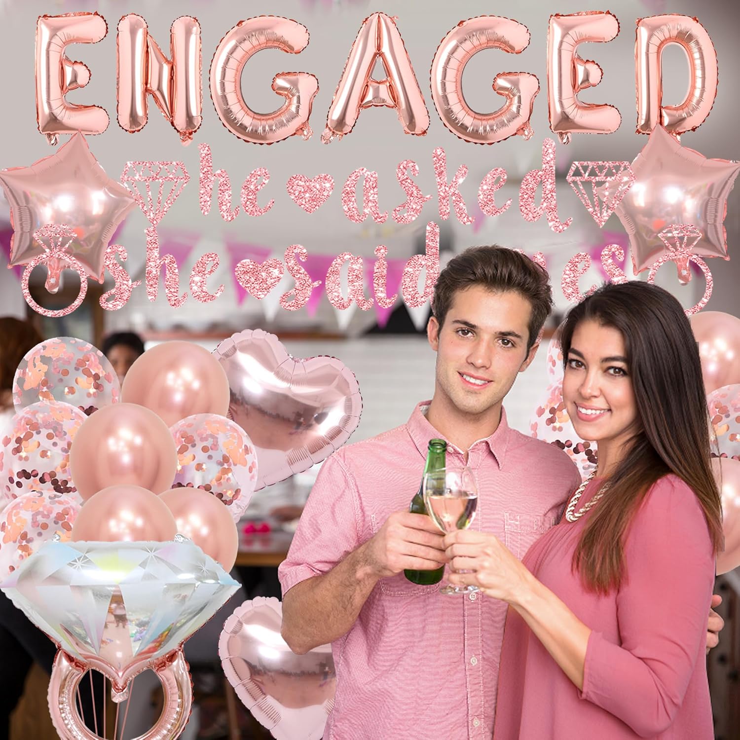 Engagement Party Decorations Rose Gold Set