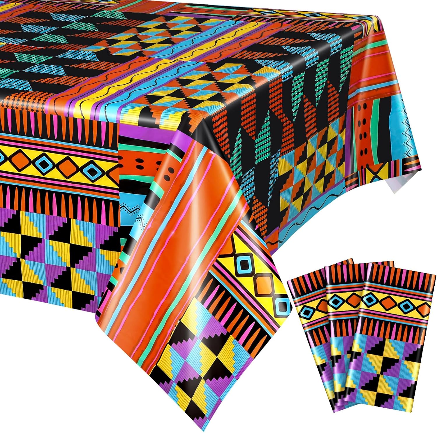 Oudain 3 Pack Juneteenth Tablecloths African Kente Print Decor