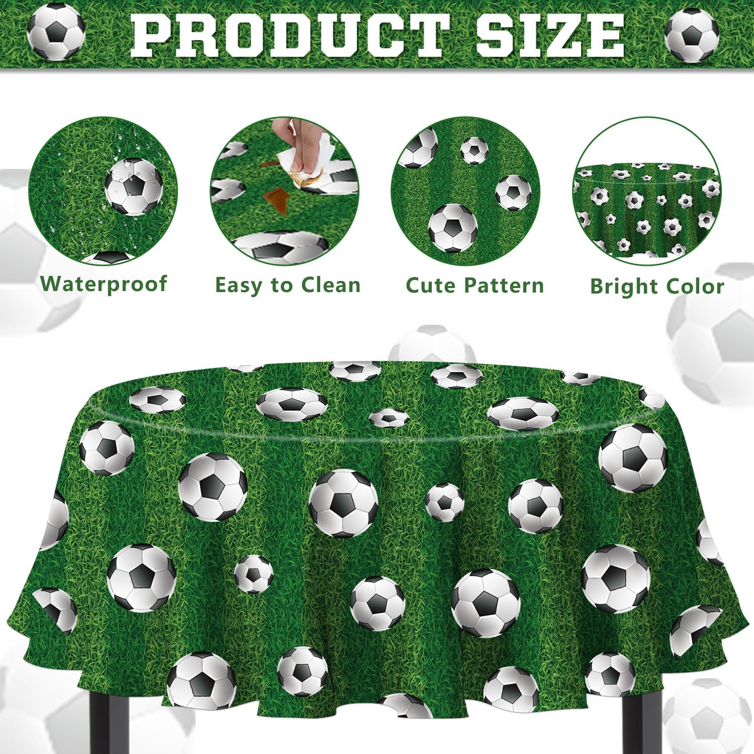 3 Pack Soccer Themed Table Covers 84x84 Inch