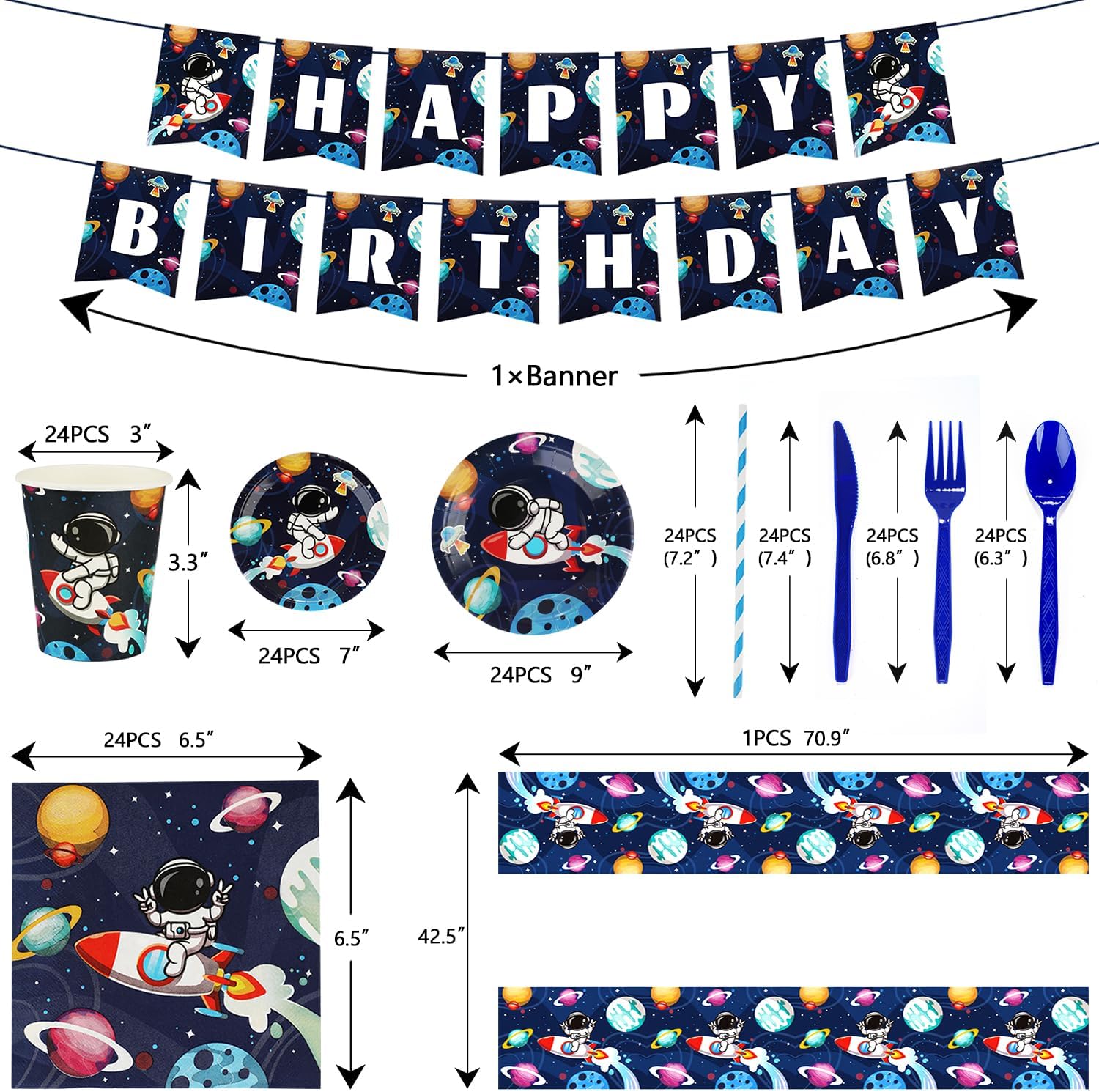 194PCS Outer Space Birthday Party Supplies Set