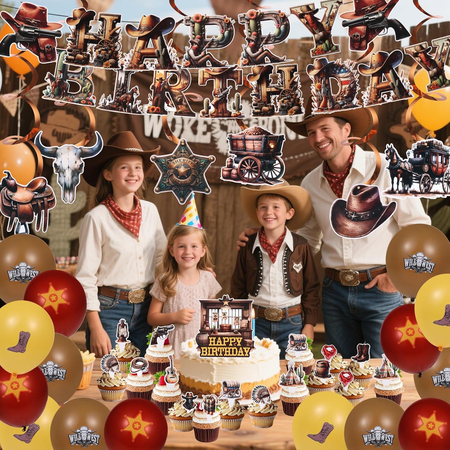 51 Pcs Western Cowboy Party Decorations Set