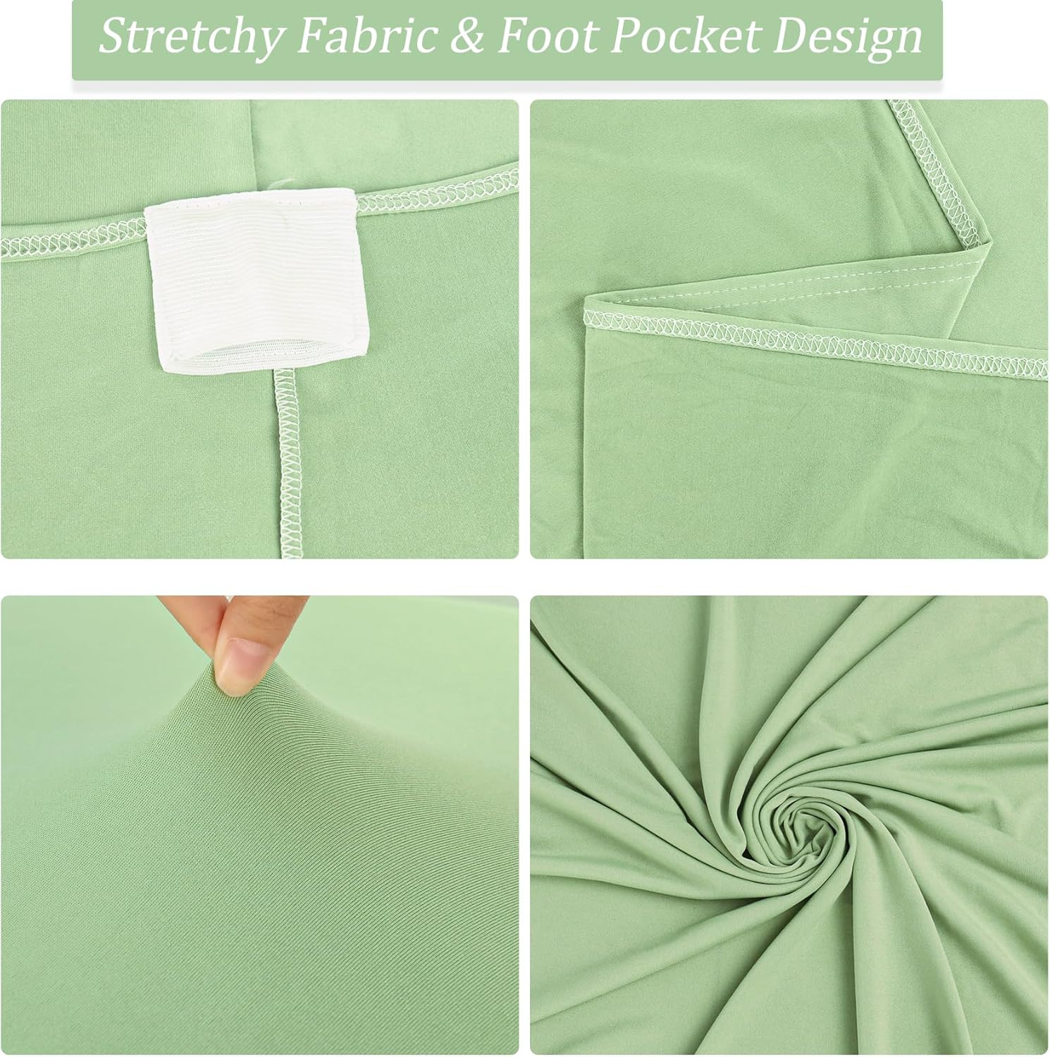 4 Pack 6FT Spandex Table Cover for Folding Tables Sage Green