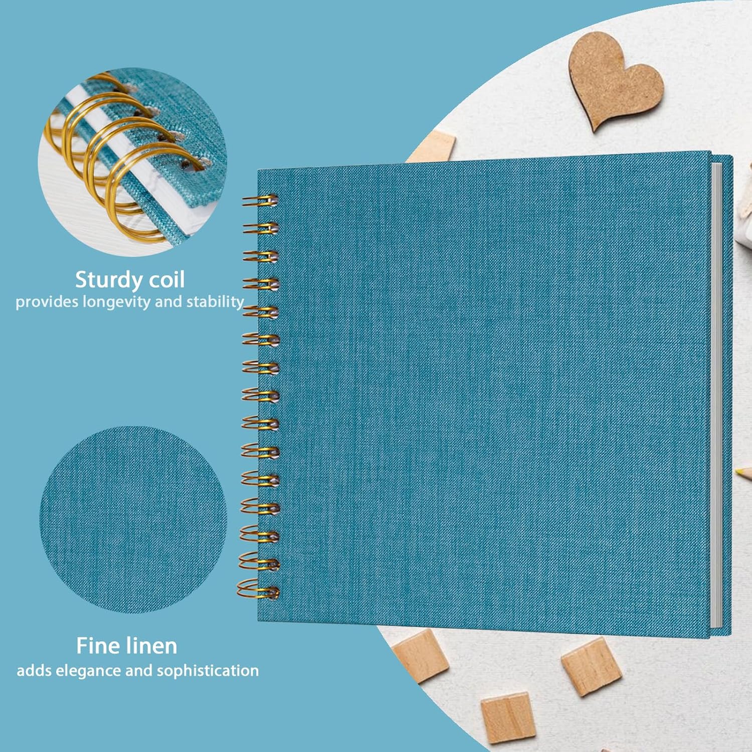 Cherrich 7x7 Inch Small Scrapbook with Linen Cover